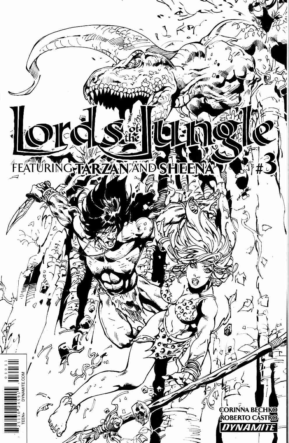 Lords of the Jungle #3 Cover C Castro B&W Variant [Dynamite Comic] THUMBNAIL