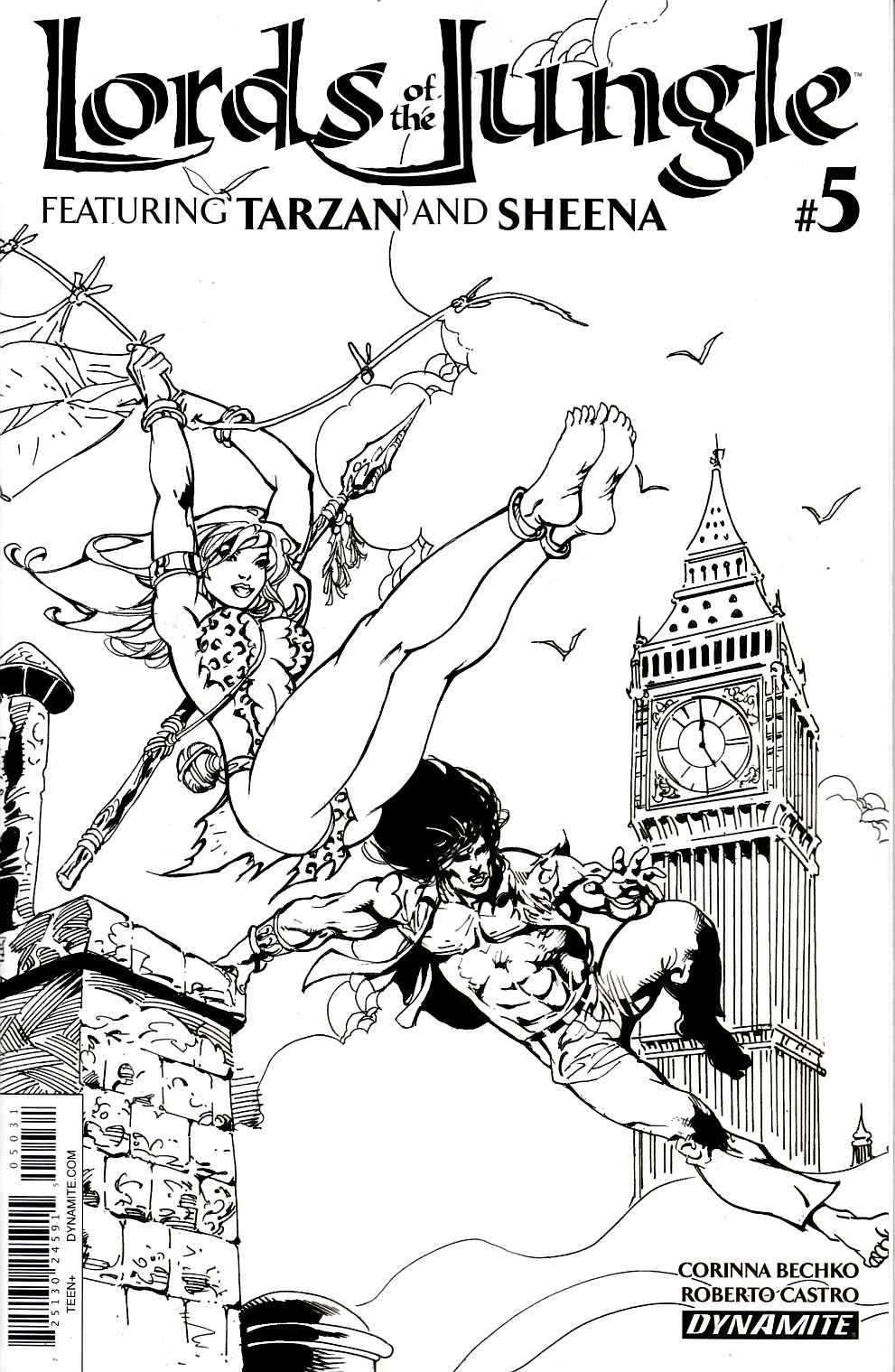 Lords of the Jungle #5 Cover C- Castro B&W Incentive [Dynamite Comic] THUMBNAIL
