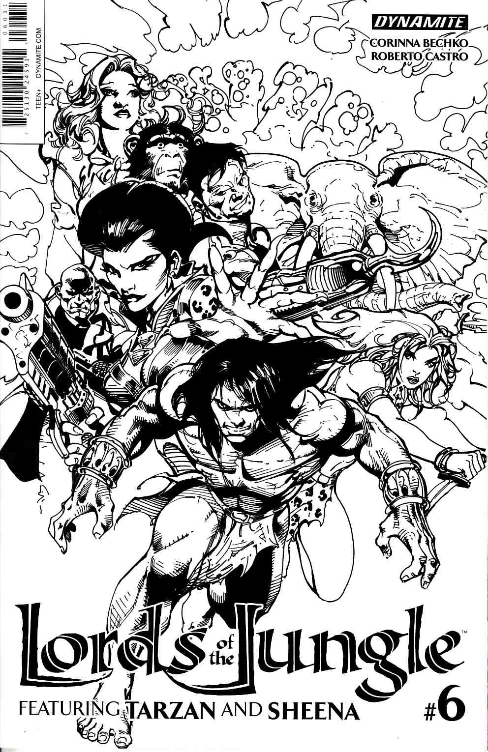 Lords of the Jungle #6 Cover C- Castro B&W Incentive [Dynamite Comic] LARGE
