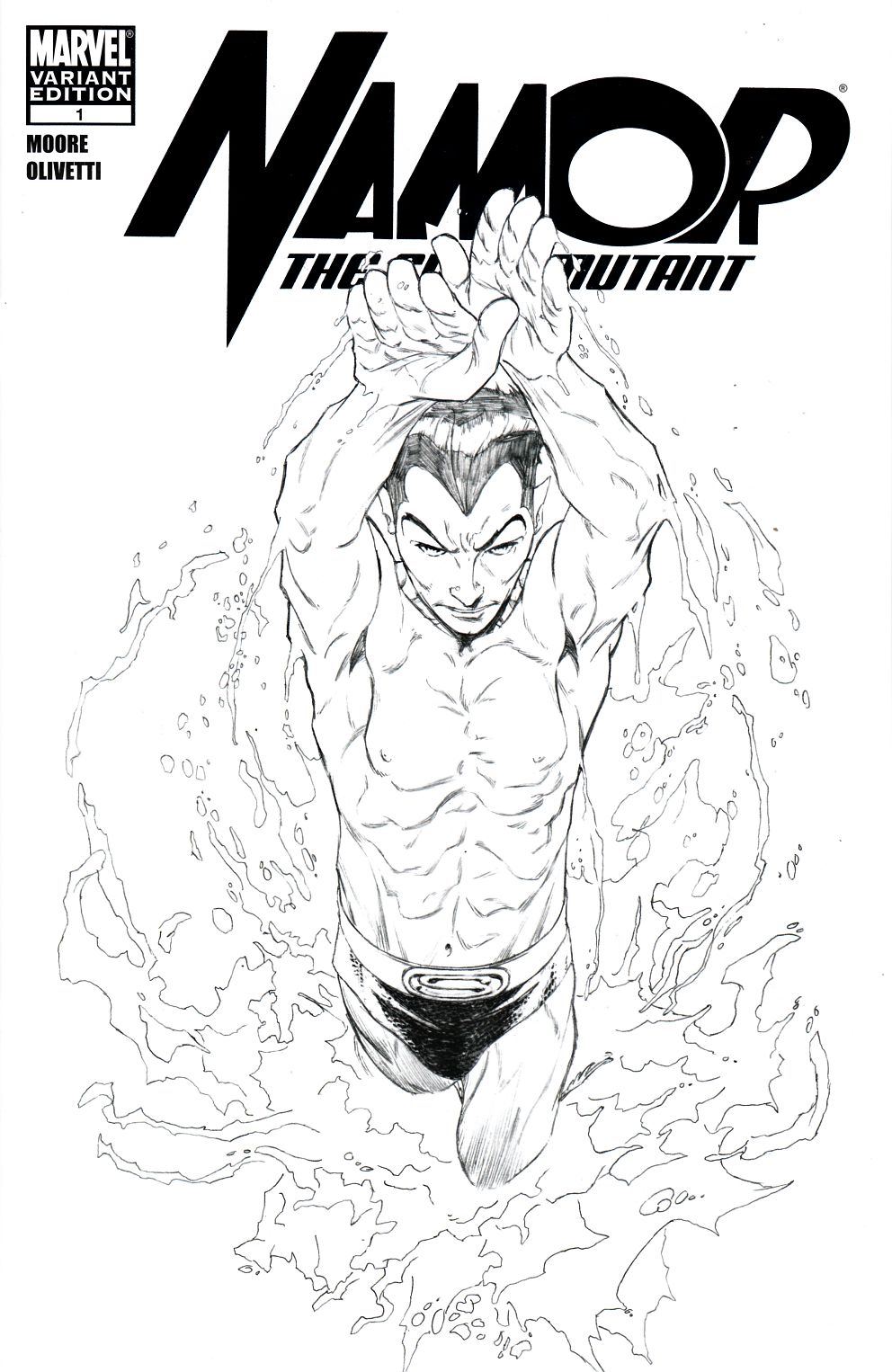 Namor the First Mutant #1 Quesada Sketch Variant Cover Near Mint Minus (9.2) [Marvel Comic] THUMBNAIL