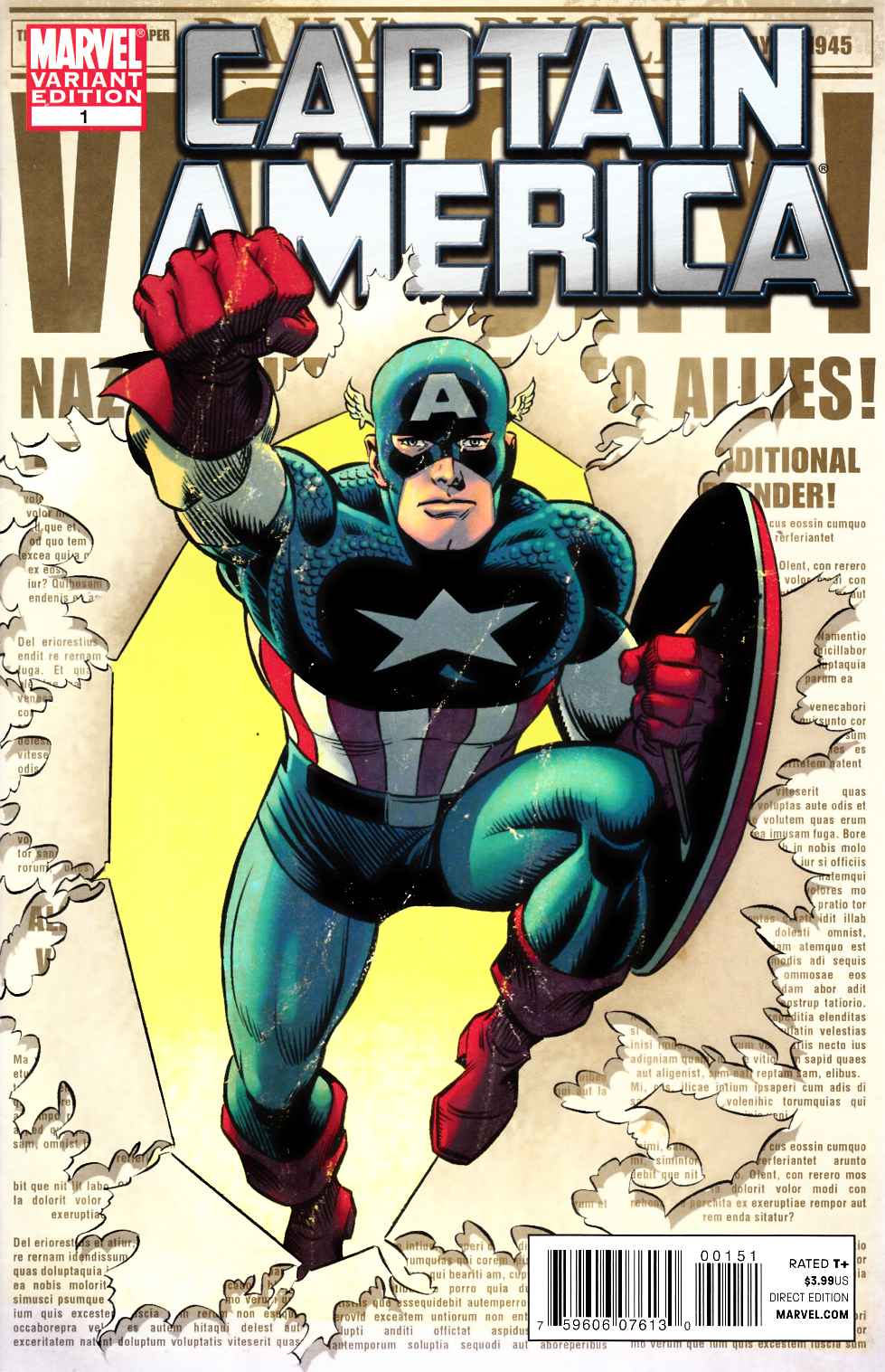 Captain America #1 Romita Sr. Variant Cover Near Mint (9.4) [Marvel Comic] LARGE