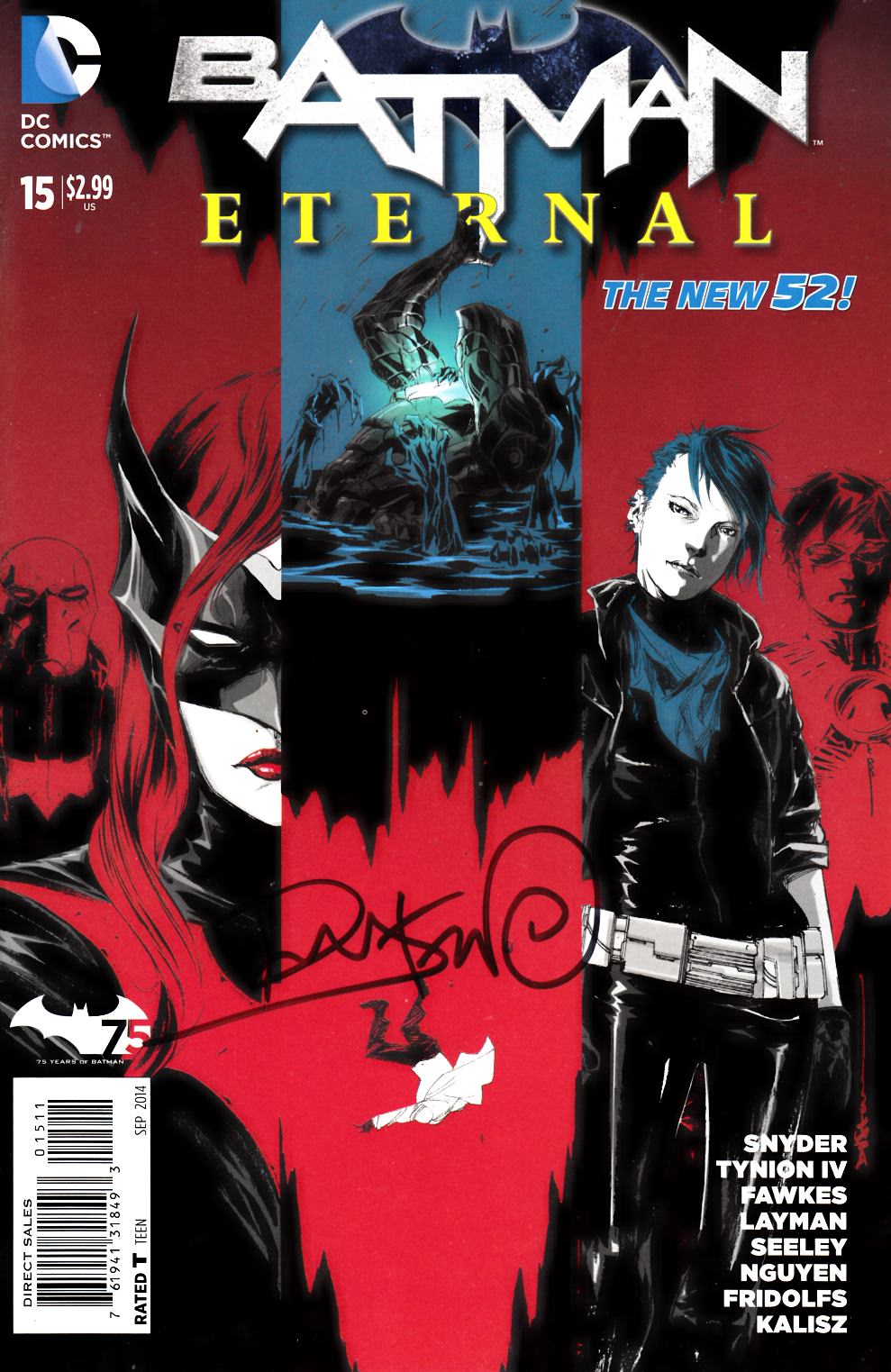 Batman Eternal #15 Signed by Nguyen Near Mint Minus (9.2) [DC Comic] LARGE