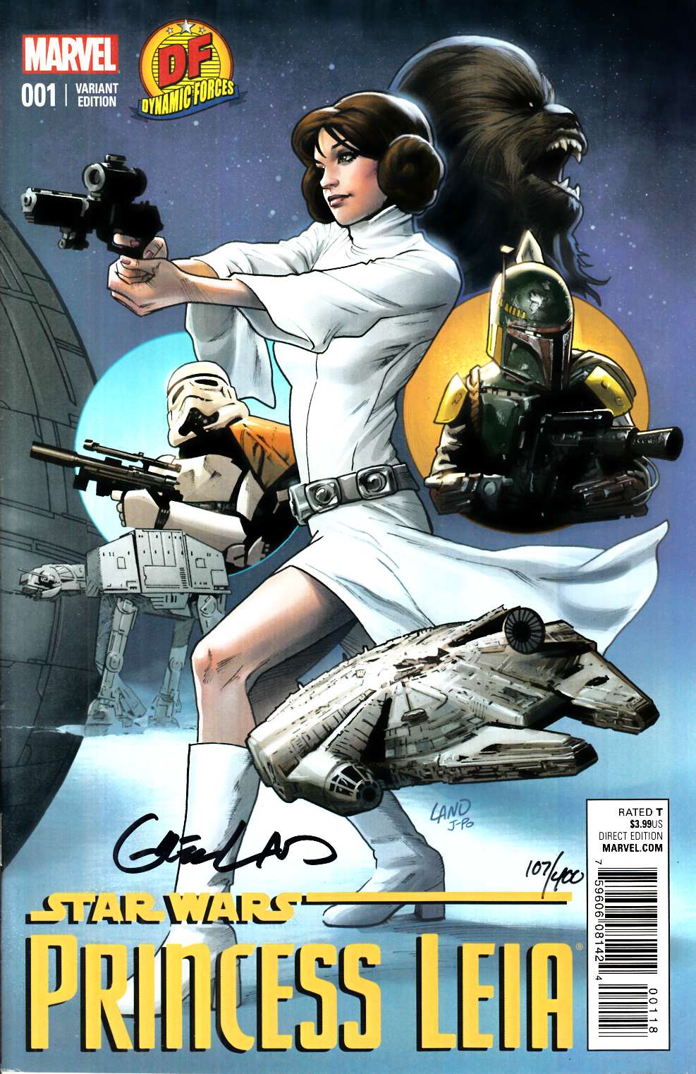 Princess Leia #1 DF Exclusive Land Cover Signed [Marvel Comic] THUMBNAIL