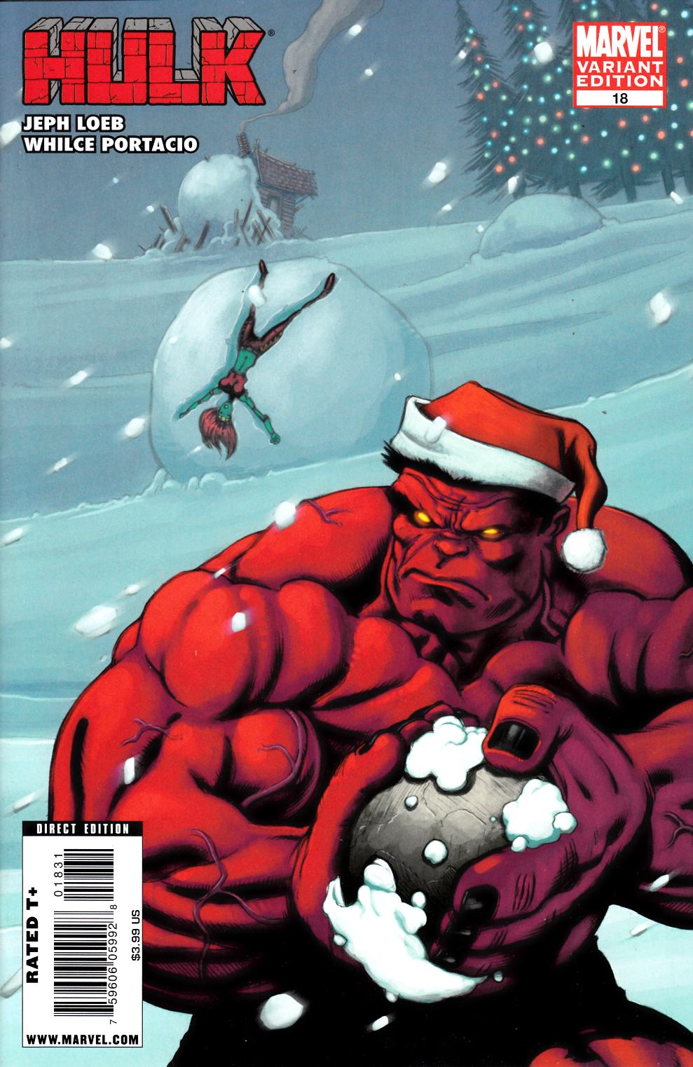 Hulk #18 Santa Hulk Variant Cover Near Mint Minus (9.2) [Marvel Comic]