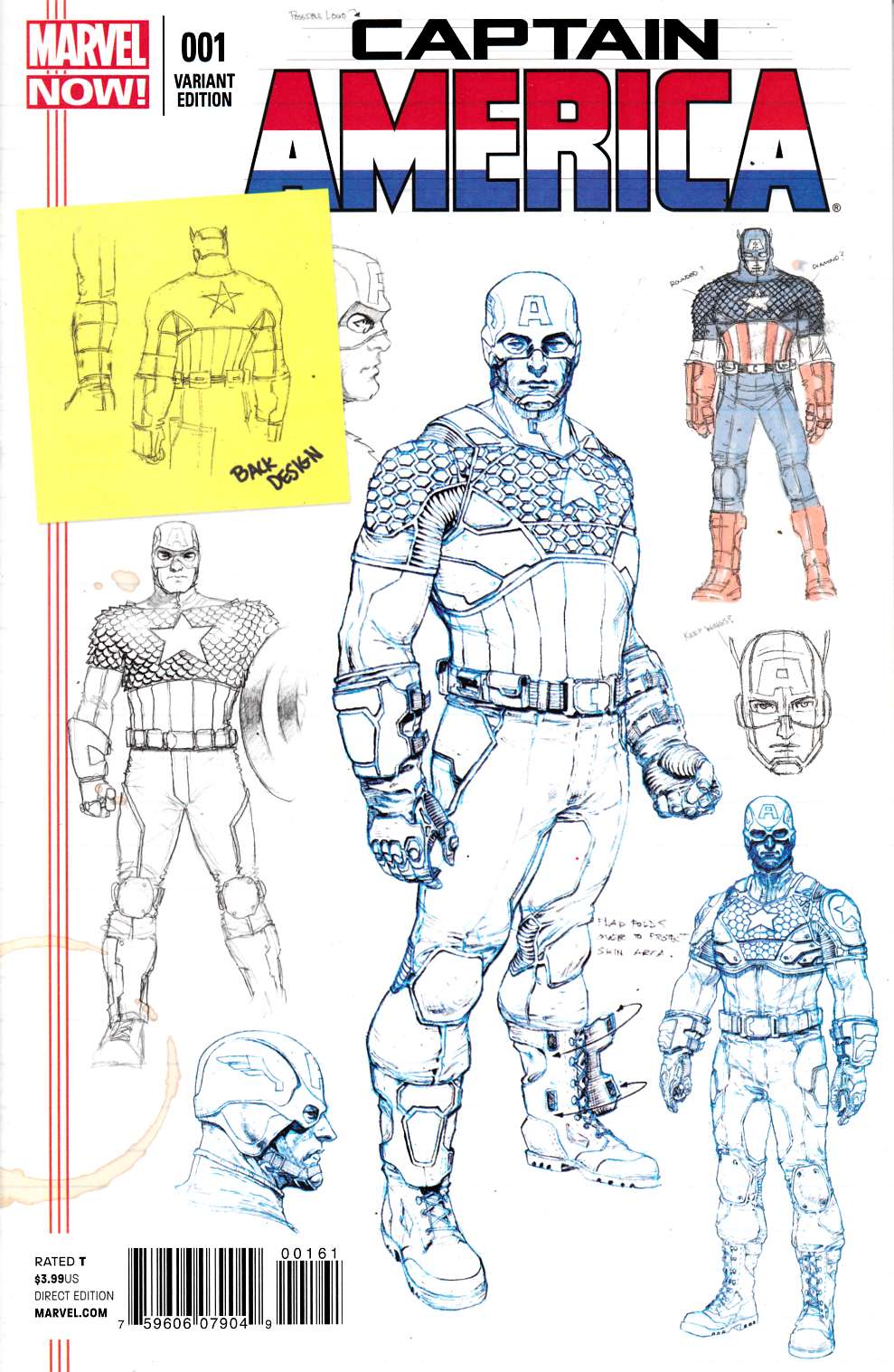 Captain America #1 Design Variant Cover Near Mint (9.4) [Marvel Comic] THUMBNAIL