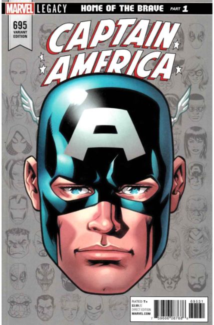 Captain America #695 McKone Legacy Headshot Variant Cover Near Mint (9.4) [Marvel Comic] THUMBNAIL