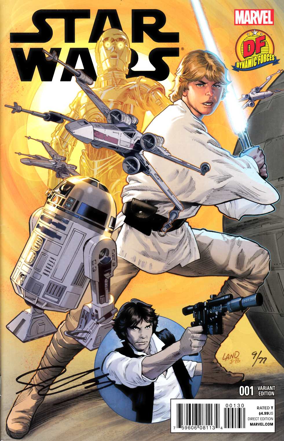 Star Wars #1 DF Exclusive Land Cover Cassaday Signed [Marvel Comic] THUMBNAIL
