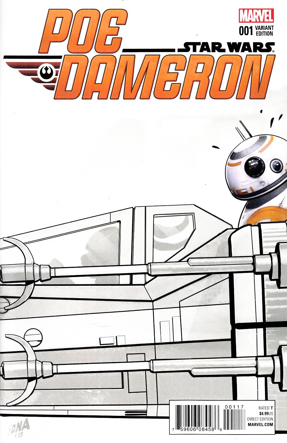 Star Wars Poe Dameron #1 Celebration Sketch Variant Cover [Marvel Comic] LARGE