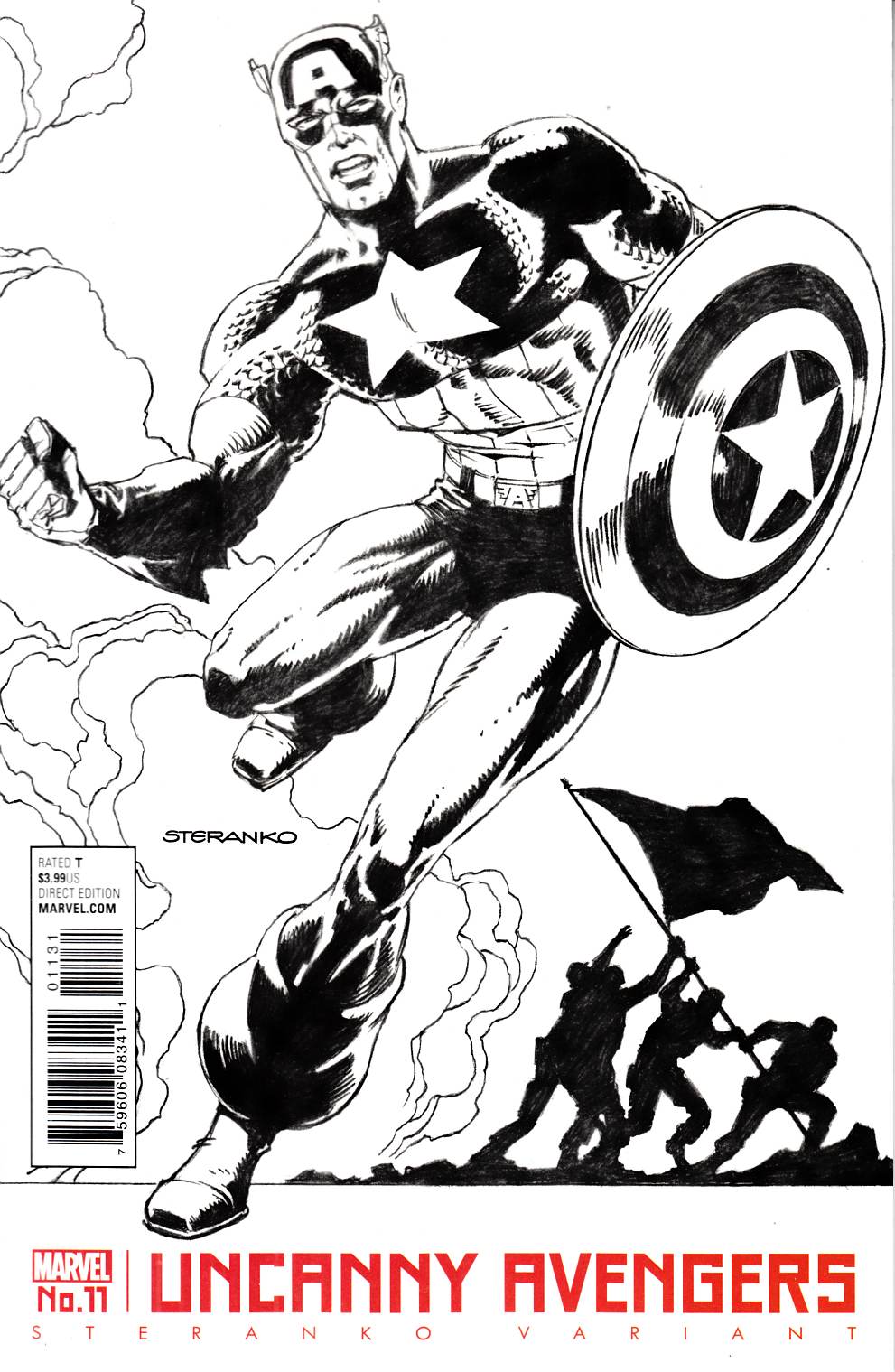 Uncanny Avengers #11 Sternako Captain America B&W Variant Cover Near Mint (9.4) [Marvel Comic] LARGE