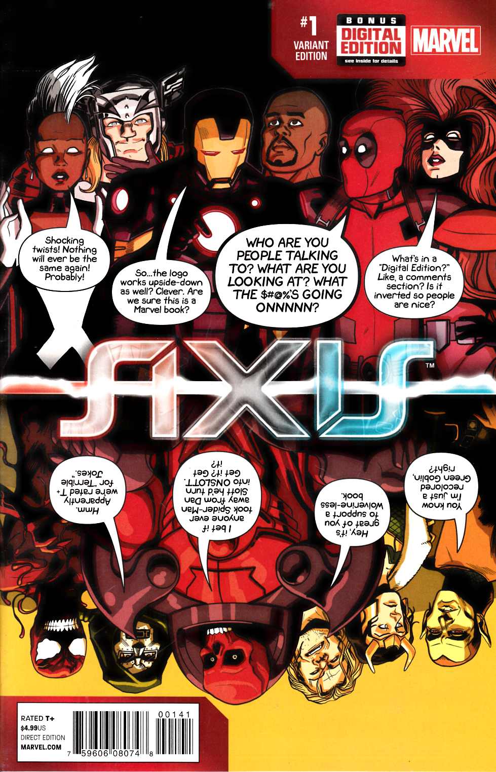 Avengers and X-Men Axis #1 Deadpool Party Variant Cover [Comic] THUMBNAIL