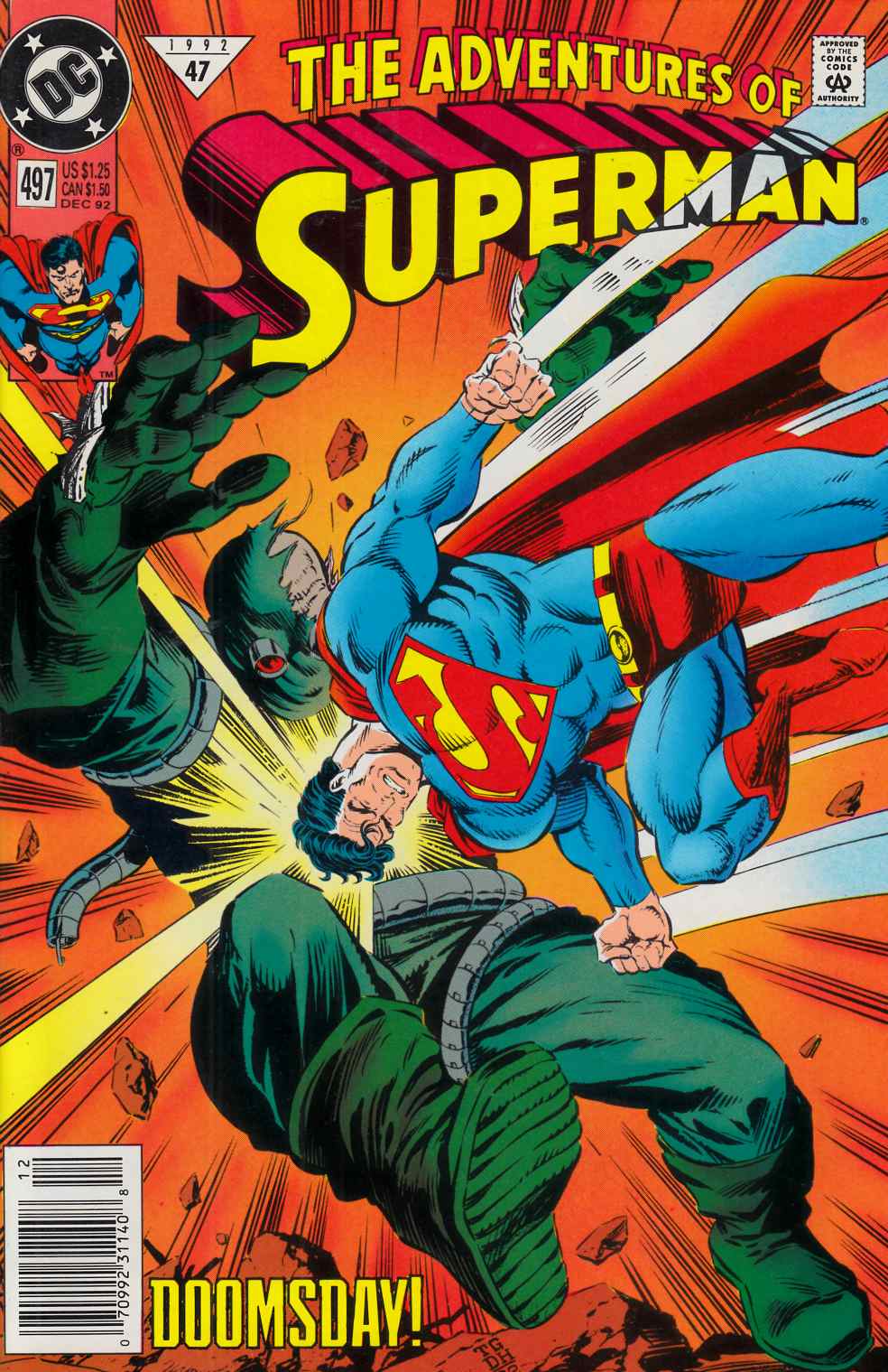 Adventures of Superman #497 Newsstand Edition Very Fine (8.0) [DC Comic] LARGE