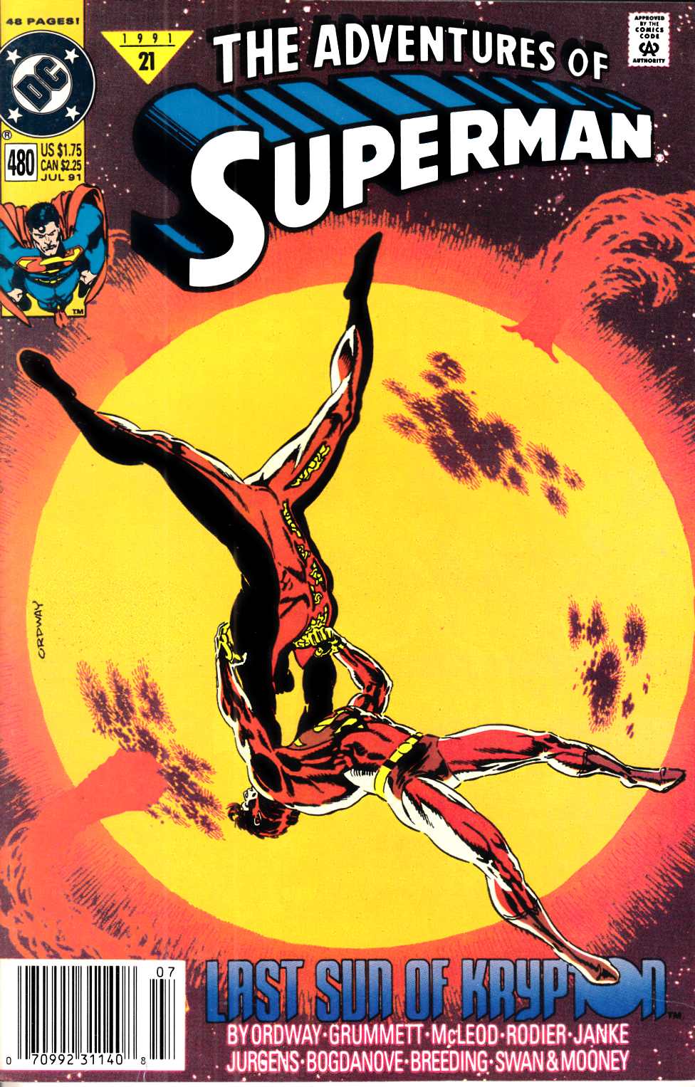 Adventures of Superman #480 Newsstand Edition Fine (6.0) [DC Comic] LARGE