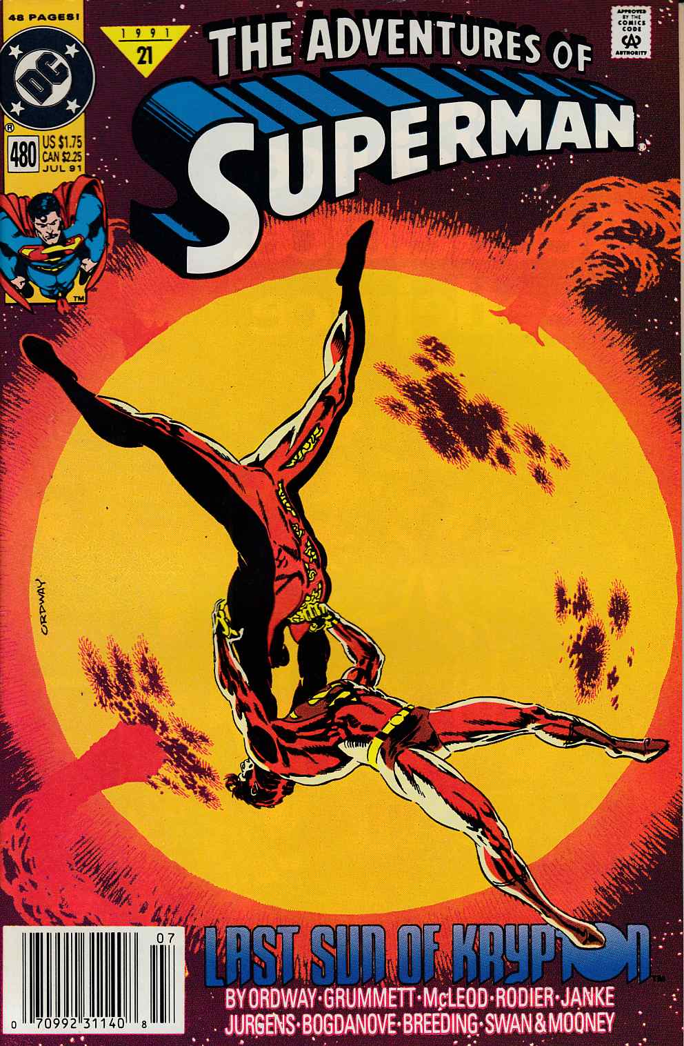 Adventures of Superman #480 Newsstand Edition Very Fine Minus (7.5) [DC Comic] THUMBNAIL