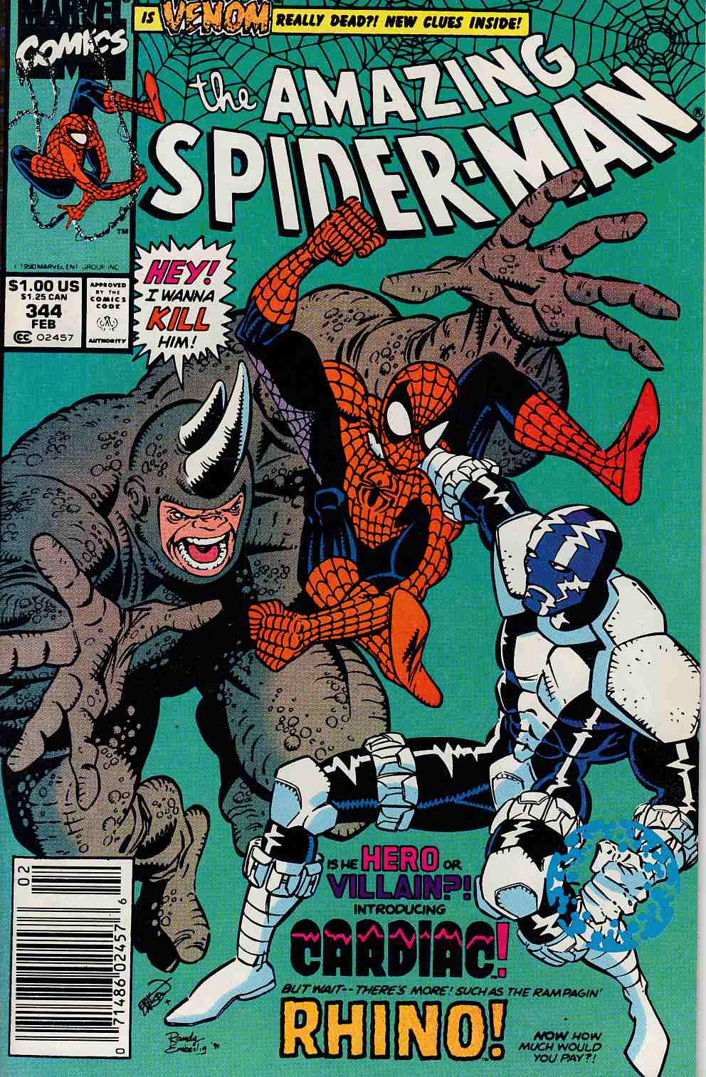 Amazing Spider-Man #344 Newsstand Edition Very Fine (8.0) [Marvel Comic] LARGE