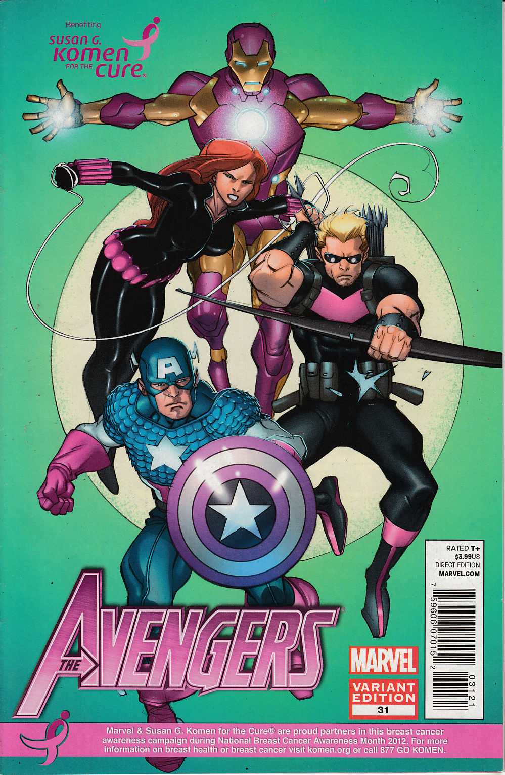 Avengers #31 Komen Cure Variant Cover Very FIne (8.0) [Marvel Comic] THUMBNAIL