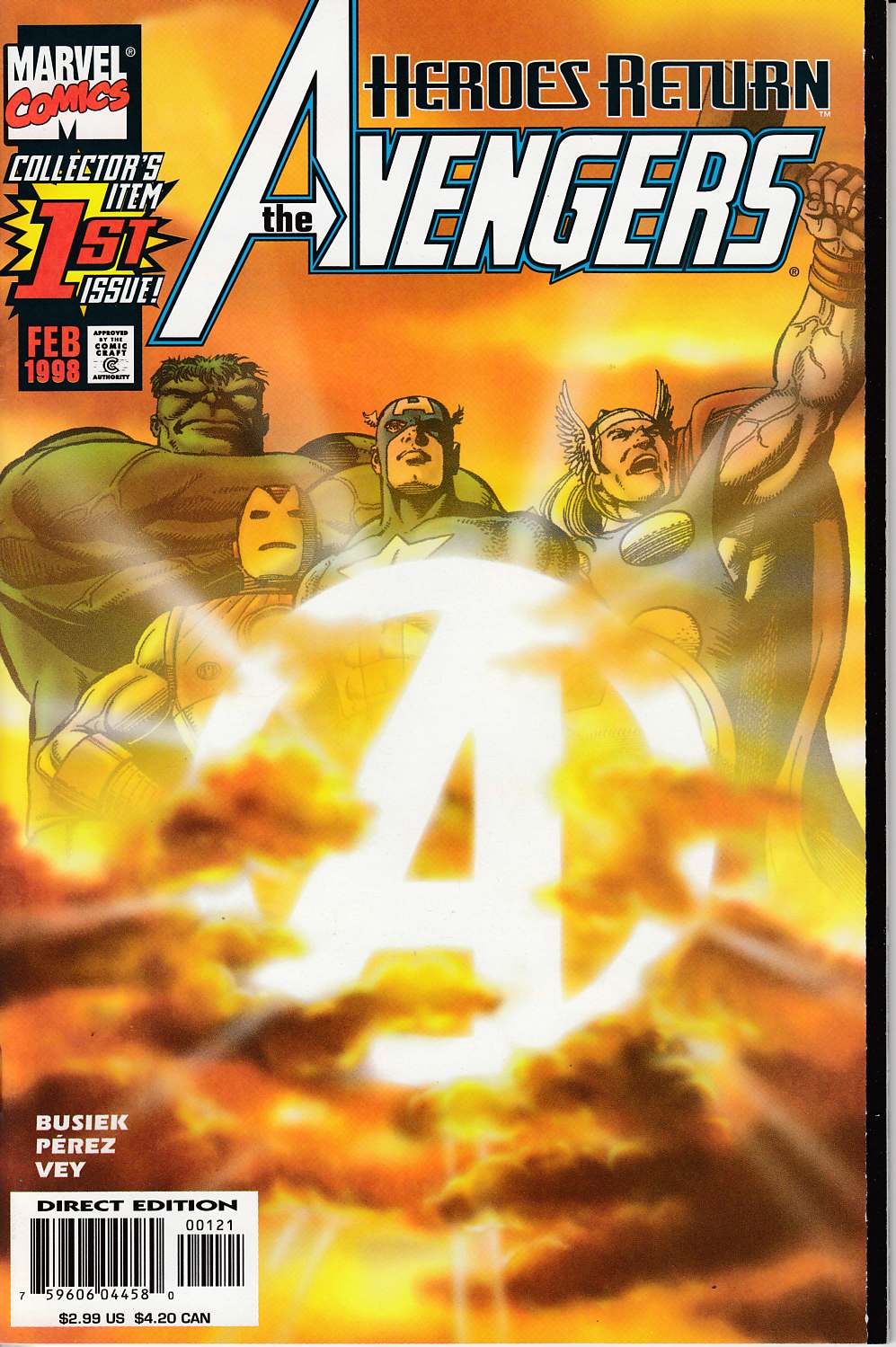 Avengers #1 Sunburst Variant Cover Very Fine (8.0) [Marvel Comic] THUMBNAIL