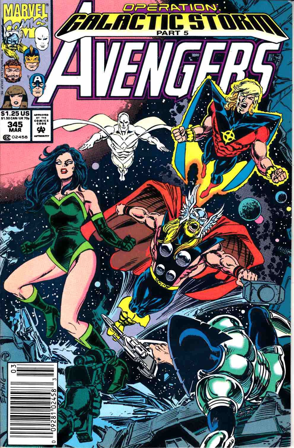 Avengers #345 Newsstand Edition Very Fine (8.0) [Marvel Comic] THUMBNAIL