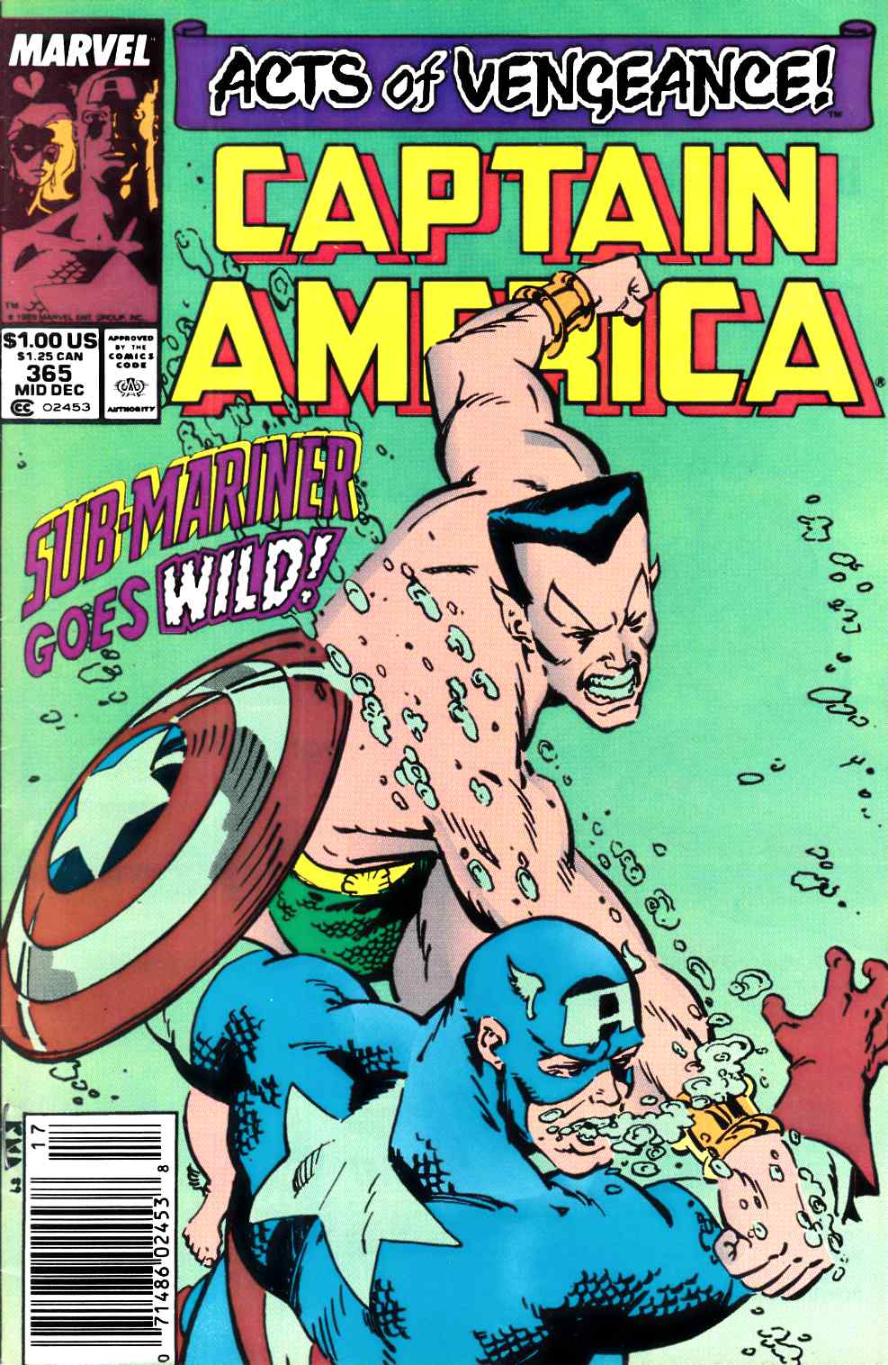 Captain America #365 Newsstand Edition Fine/Very Fine (7.0) [Marvel Comic] LARGE