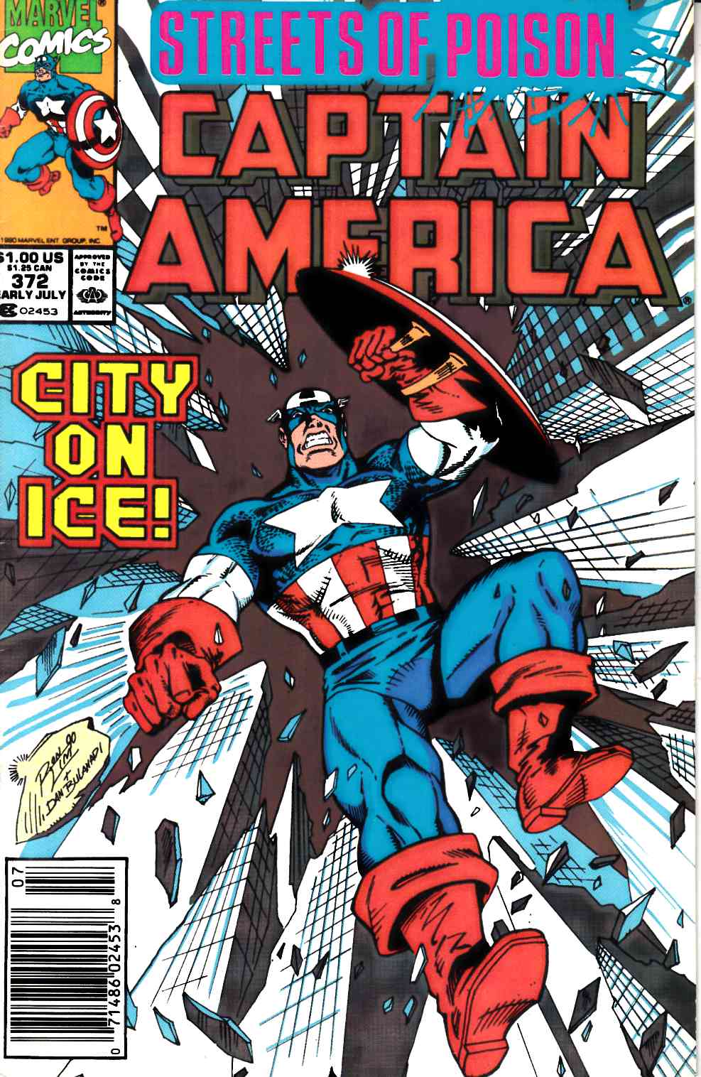 Captain America #372 Newsstand Edition Fine (6.0) [Marvel Comic] LARGE