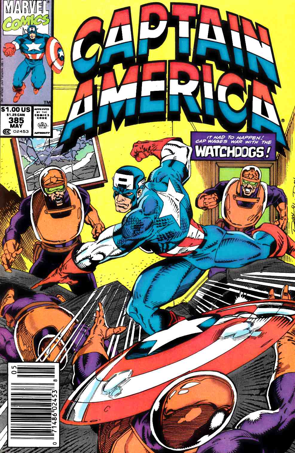 Captain America #385 Newsstand Edition Fine Minus (5.5) [Marvel Comic] LARGE