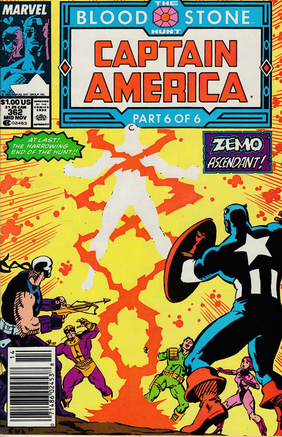 Captain America #362 Newsstand Edition Very Fine Minus (7.5) [Marvel Comic] THUMBNAIL