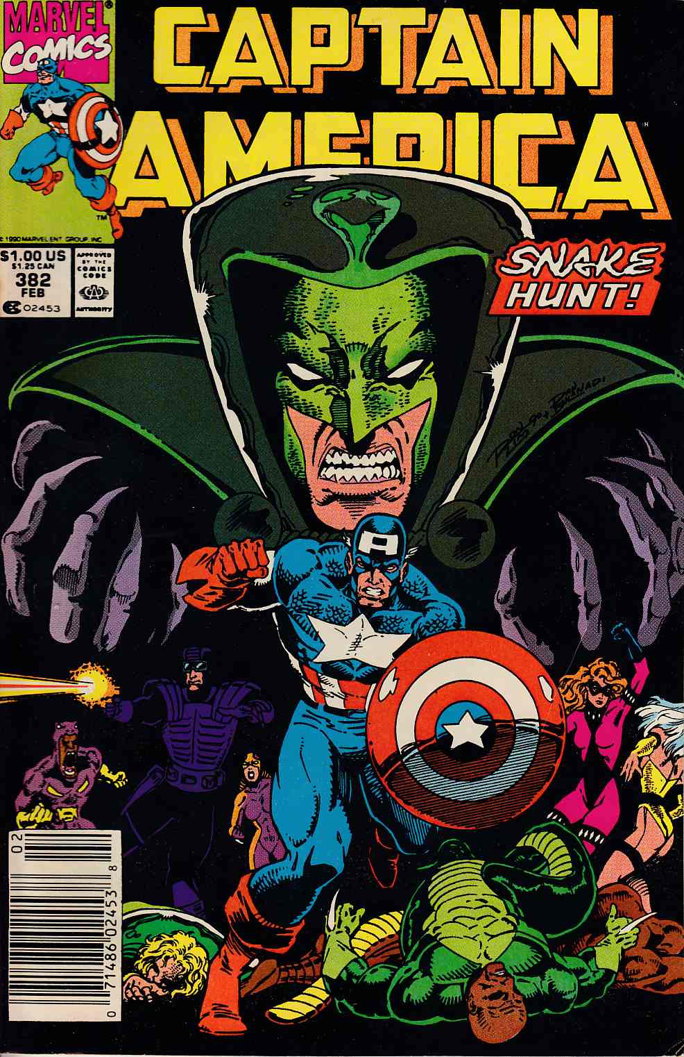 Captain America #382 Newsstand Edition Fine (6.0) [Marvel Comic] LARGE