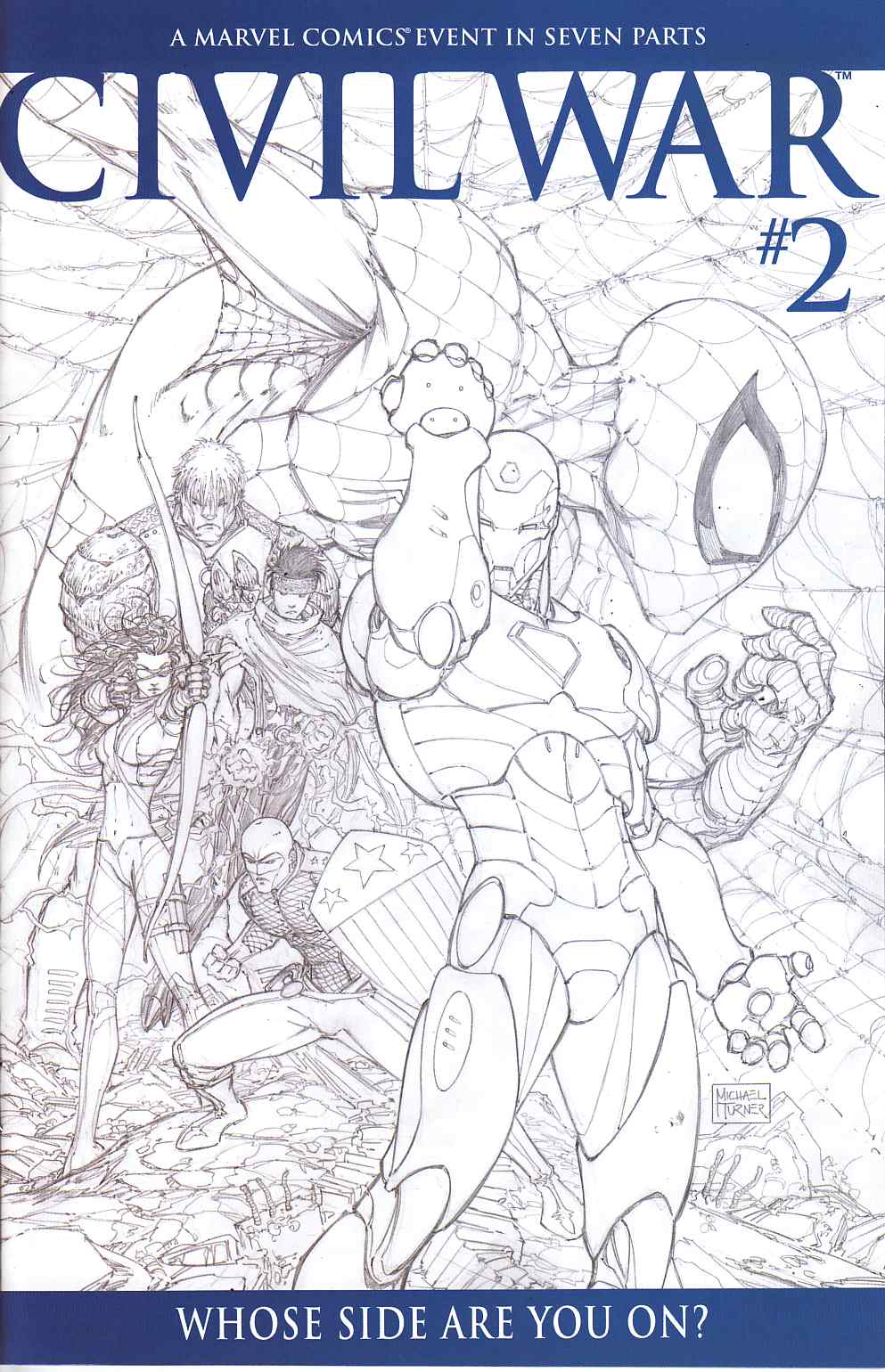 Civil War #2 Turner Sketch Cover Near Mint (9.4) [Marvel Comic] LARGE