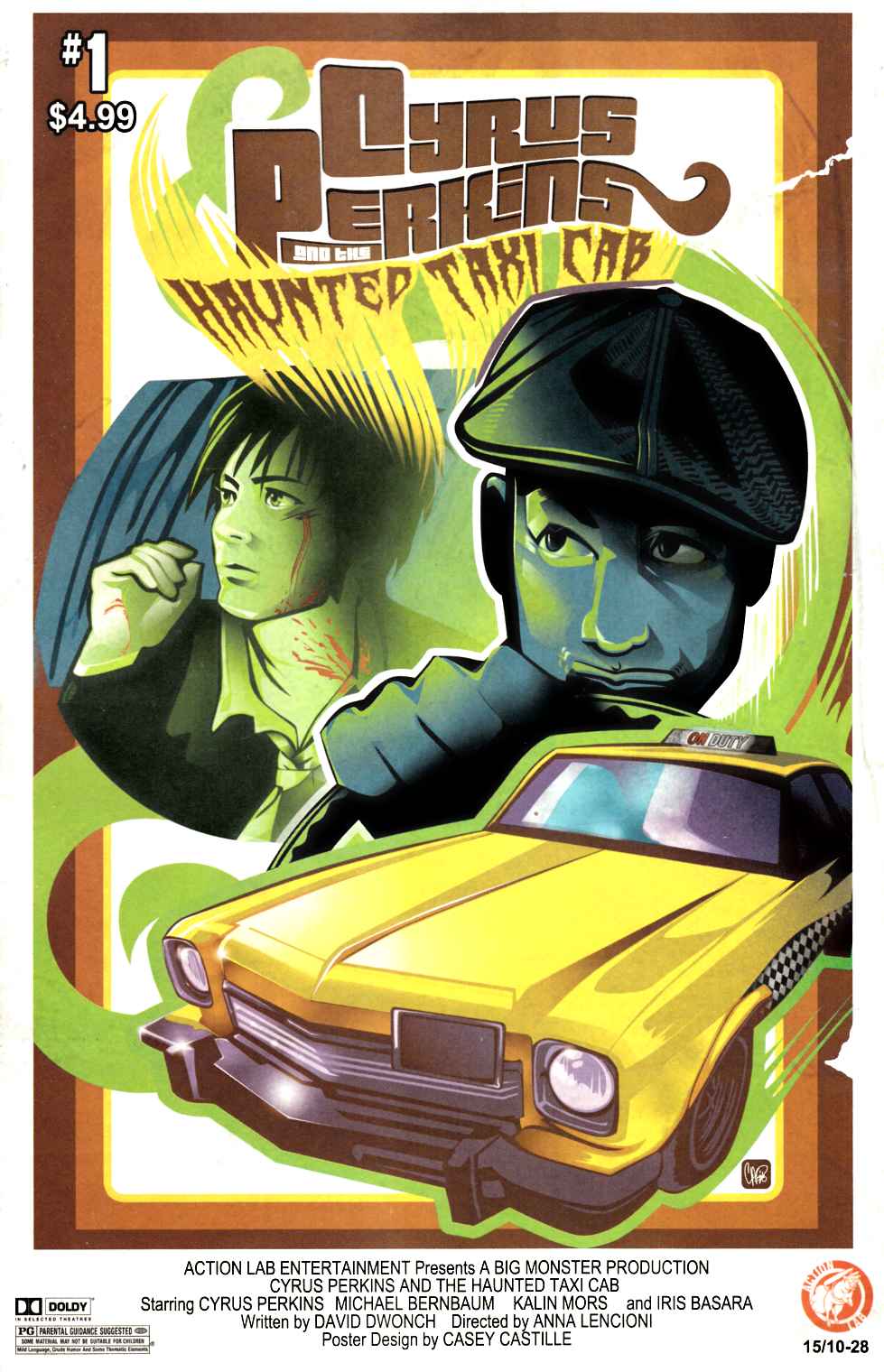 Cyrus Perkins and the Haunted Taxi Cab #1 Movie Poster Variant Cover [Action Lab Comic] THUMBNAIL