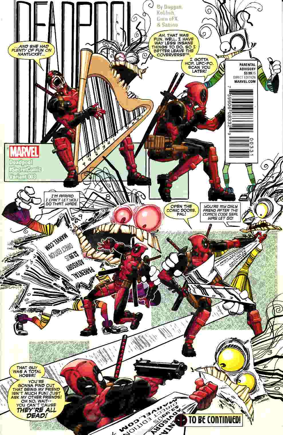 Deadpool #3 Koblish Secret Comic Variant Cover [Marvel Comic] LARGE