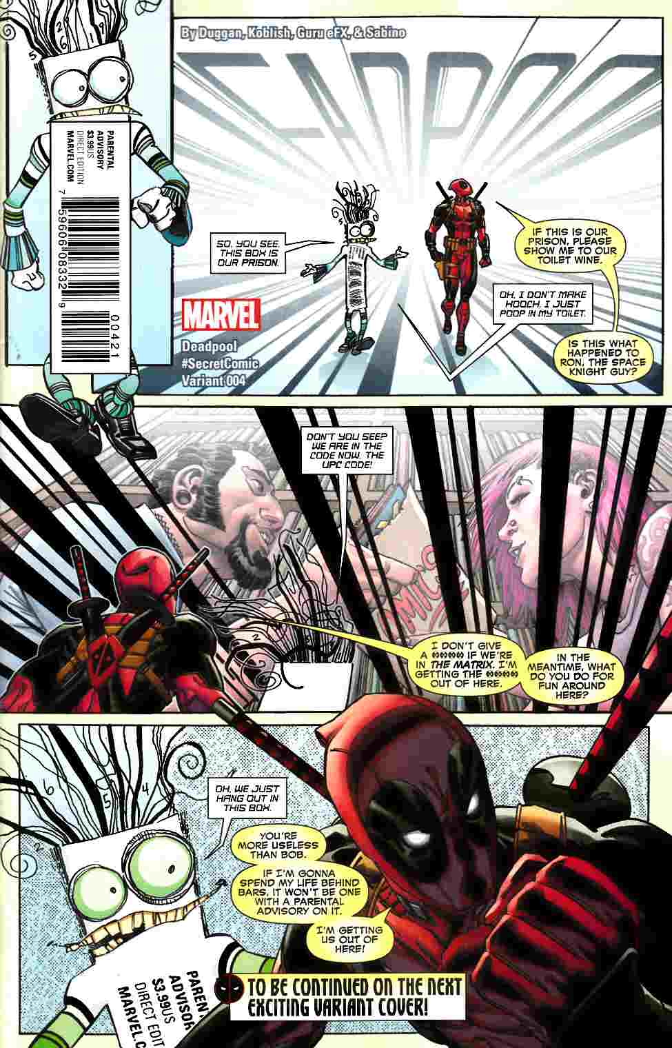 Deadpool #4 Koblish Secret Comic Variant Cover [Marvel Comic] LARGE