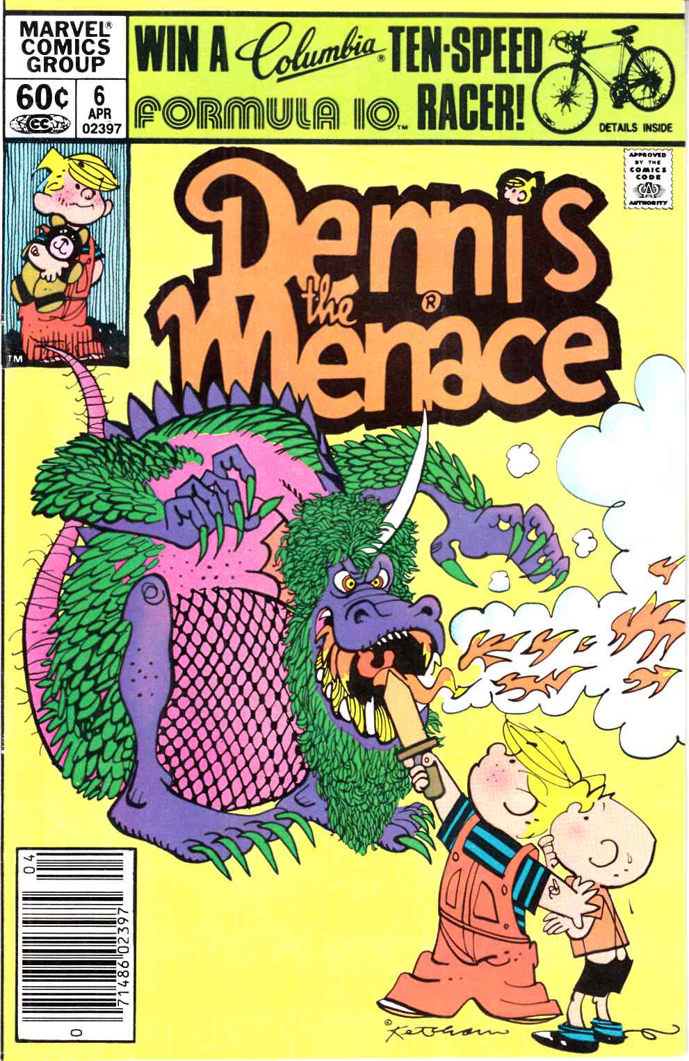 Dennis the Menace #6 Newsstand Edition Fine Plus (6.5) [Marvel Comic] LARGE