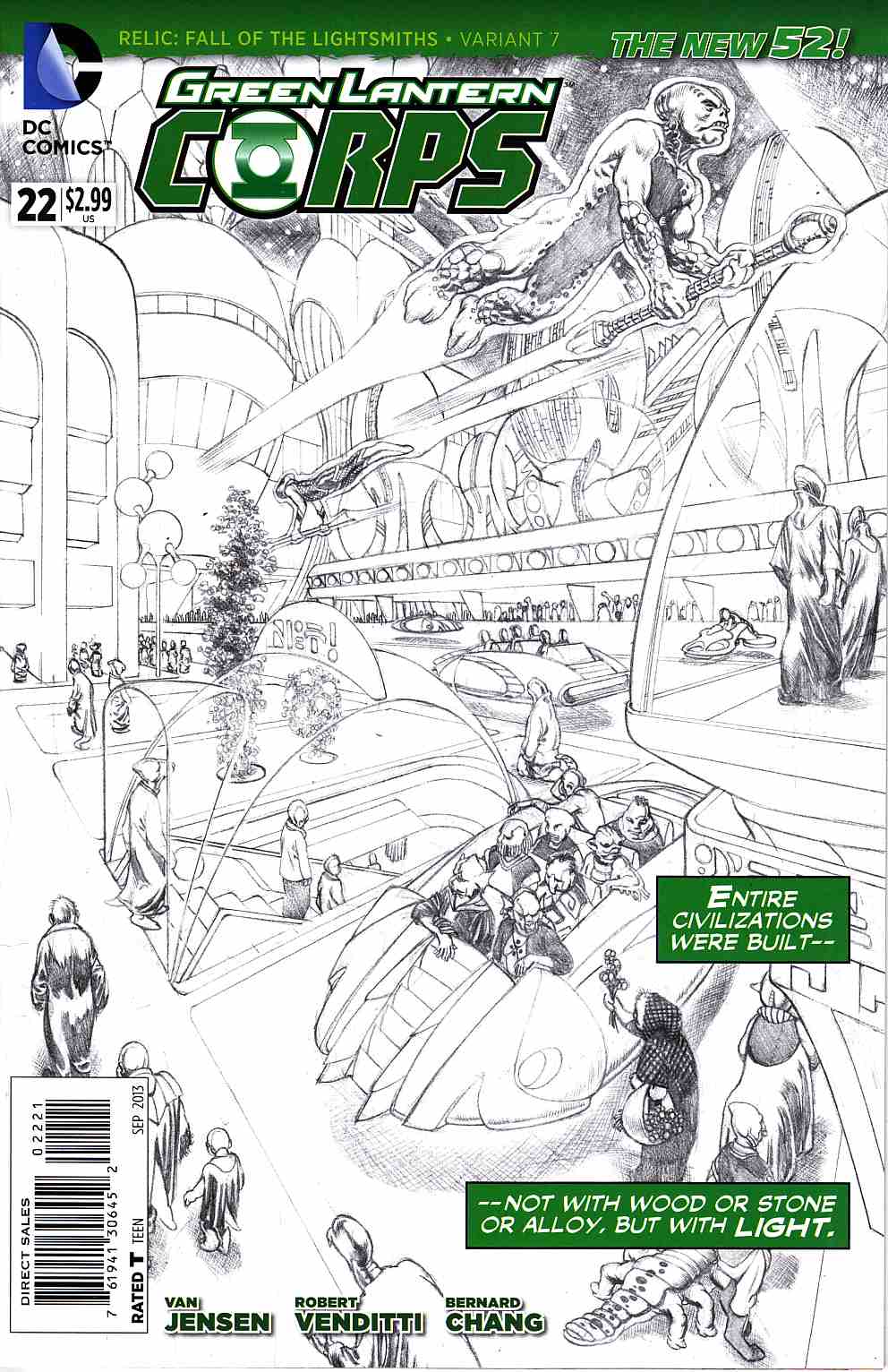 Green Lantern Corps #22 B&W Variant Cover [DC Comic] LARGE