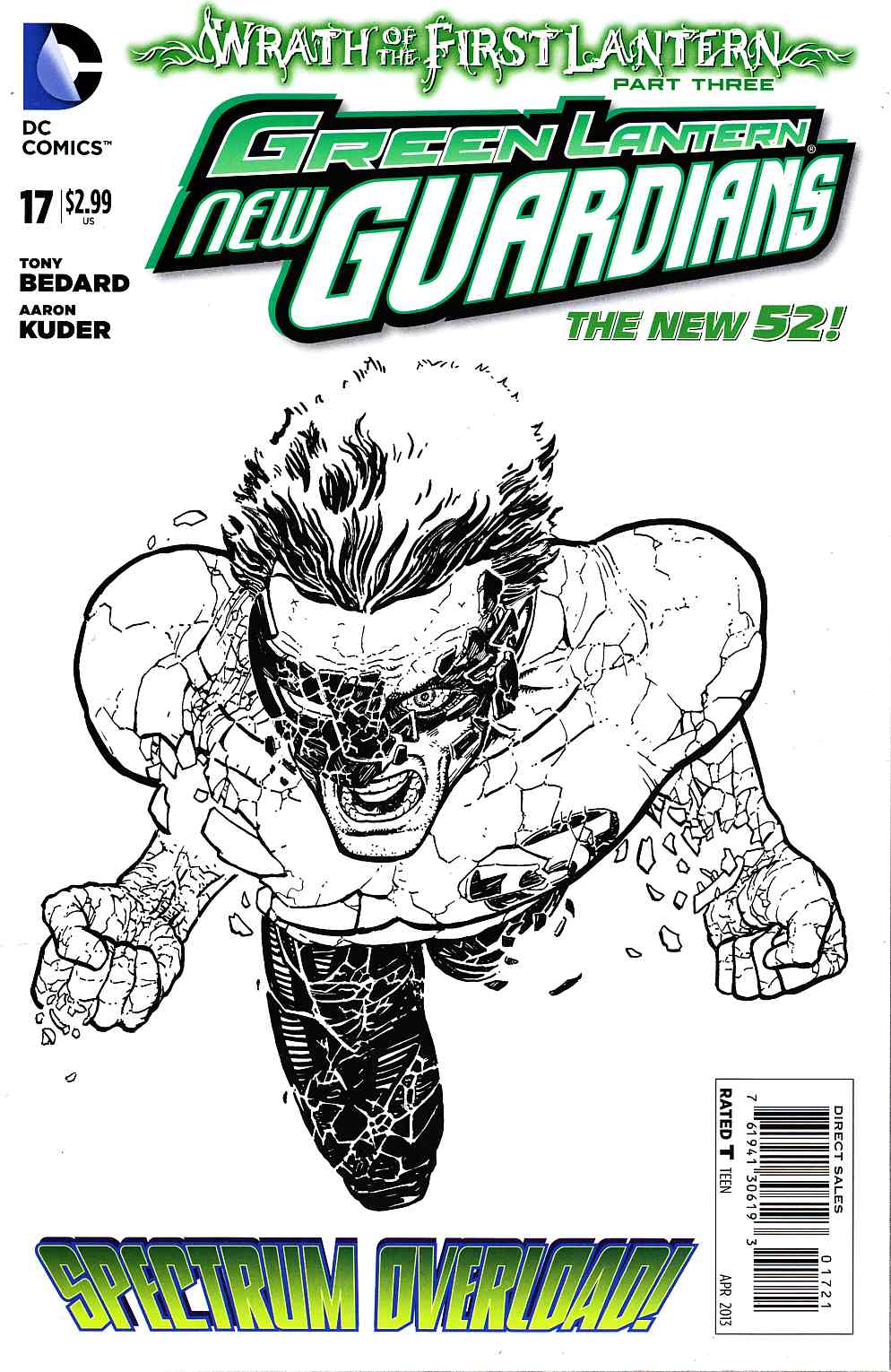 Green Lantern New Guardians #17 B&W Variant Cover (Wrath) [DC Comic] LARGE