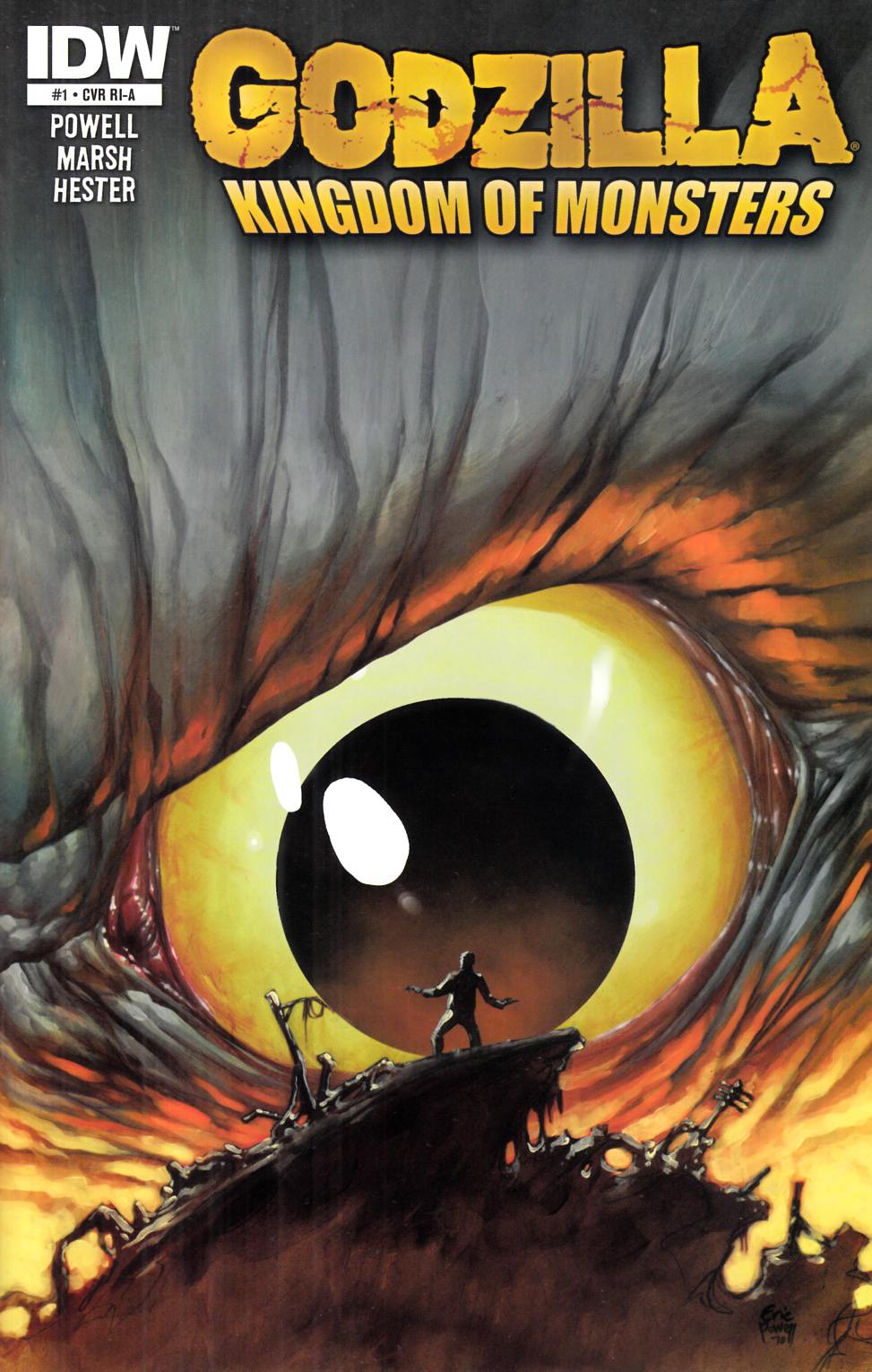 Godzilla Kingdom of Monsters #1 Powell Variant Cover Near Mint (9.4) [IDW Comic] LARGE