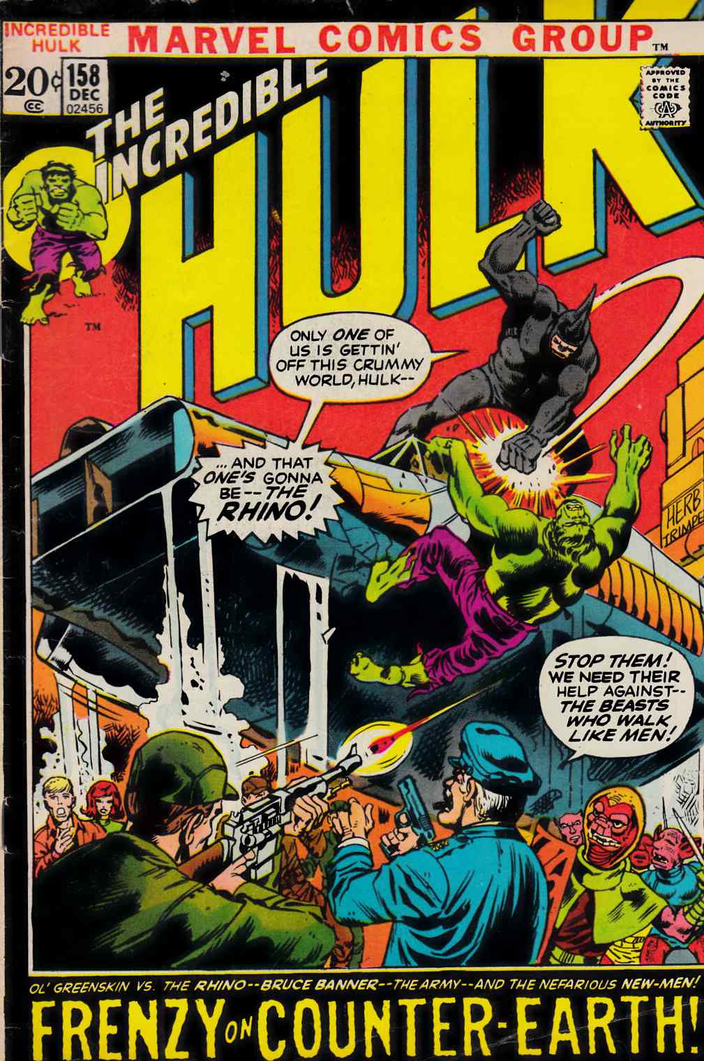 Incredible Hulk #158 Fine (6.0) [Marvel Comic] LARGE