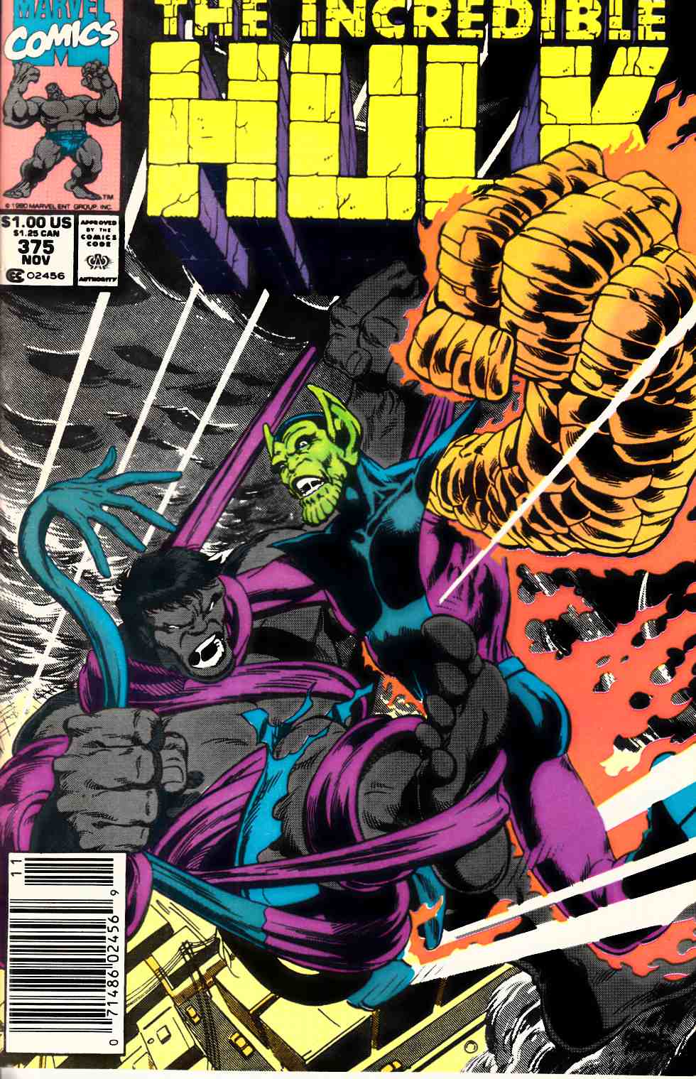 Incredible Hulk #375 Newsstand Edition Very Fine (8.0) [Marvel Comic] THUMBNAIL
