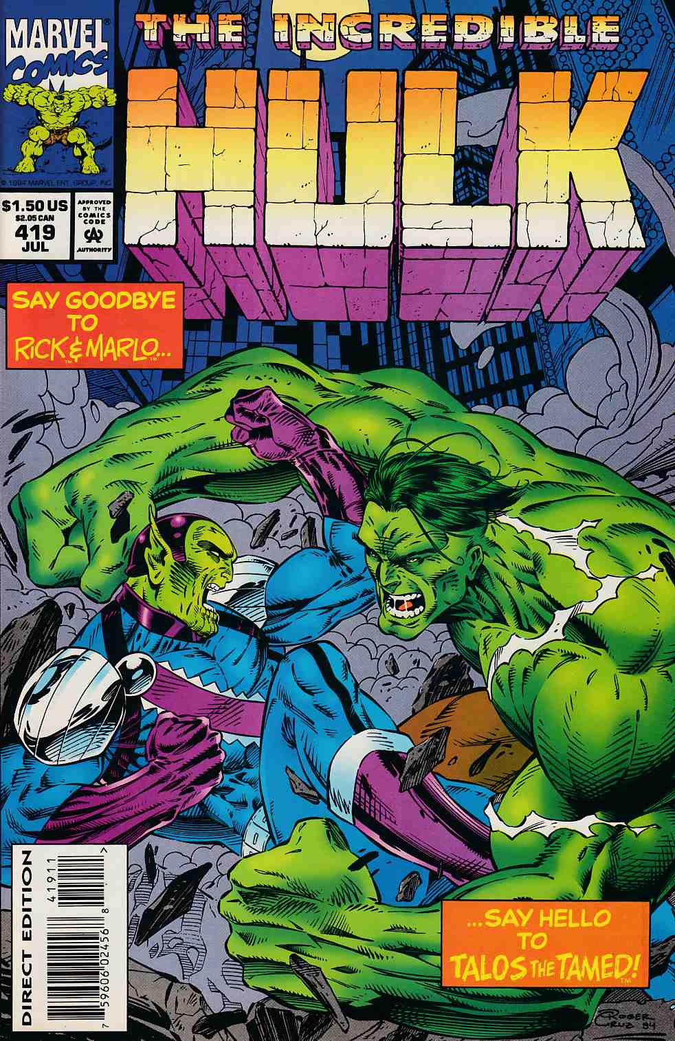 Incredible Hulk #419 Very Fine (8.0) [Marvel Comic] THUMBNAIL