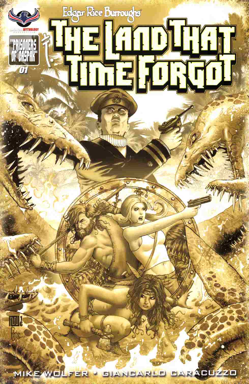 ERB Land That Time Forgot #1 B&W Incentive Cover [American Mythology Comic] LARGE
