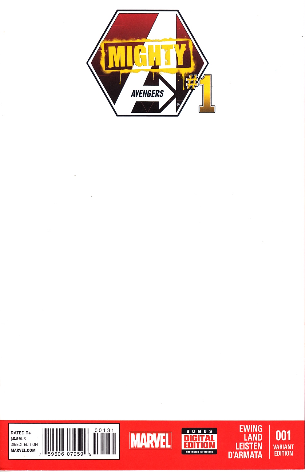 Mighty Avengers #1 Blank Cover Near Mint (9.4) [Marvel Comic] THUMBNAIL