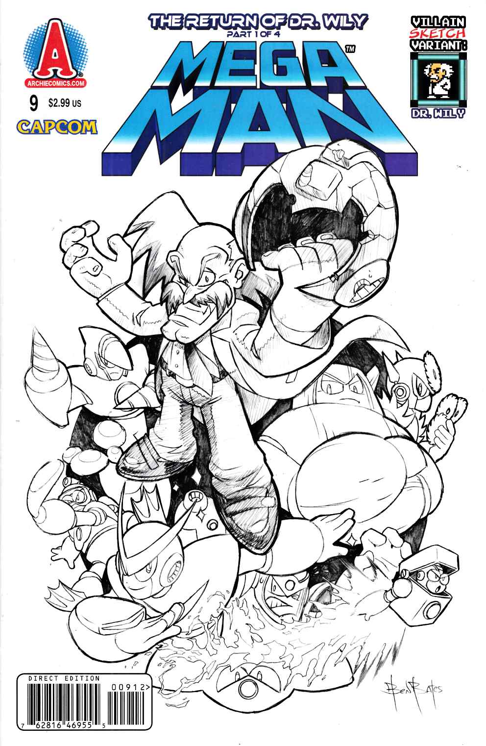 Mega Man #9 Sketch Variant Cover Near Mint (9.4) [Archie Comic] THUMBNAIL