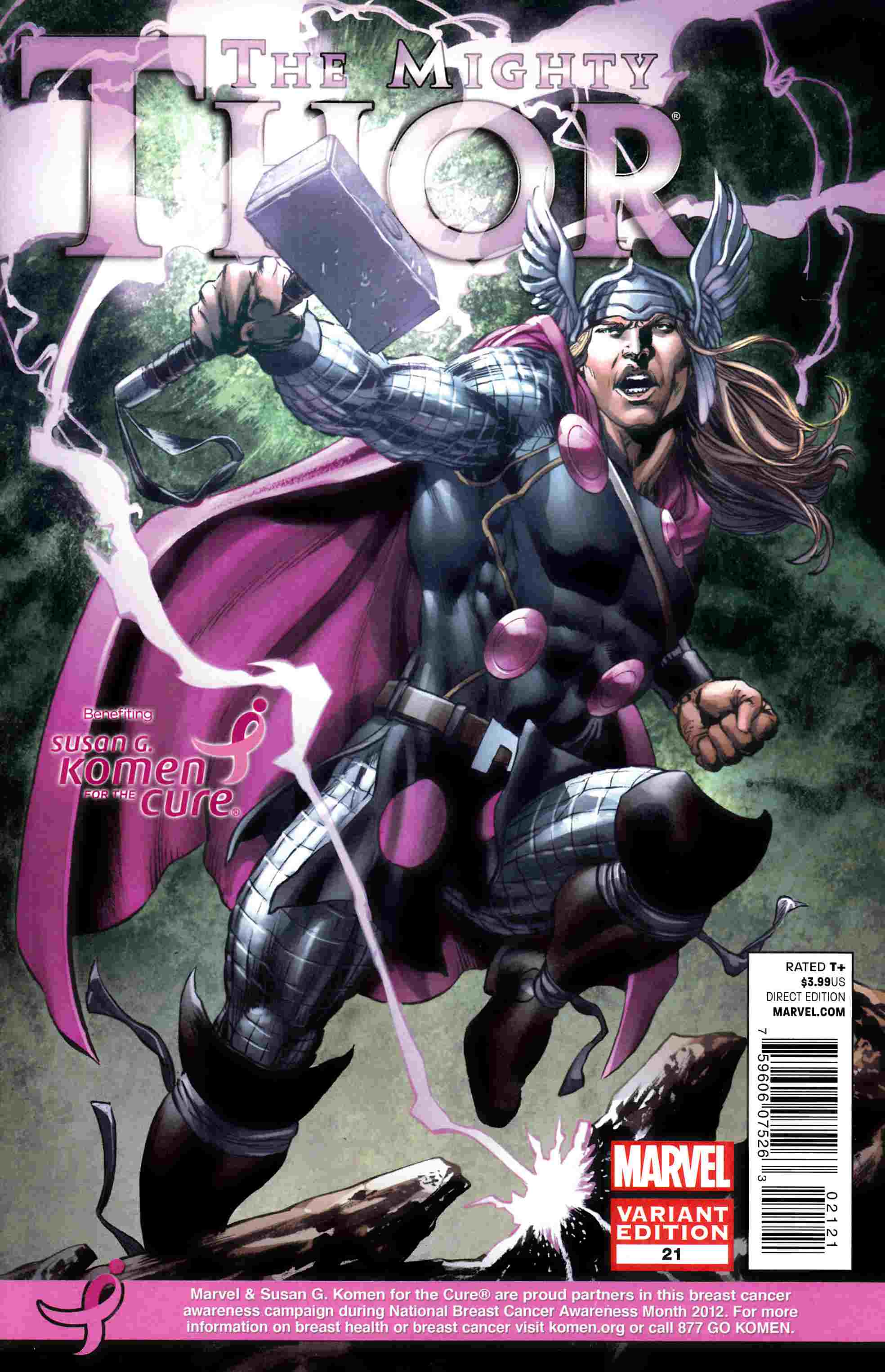 Mighty Thor #21 Komen Cure Variant Cover Near Mint (9.4) [Marvel Comic] THUMBNAIL