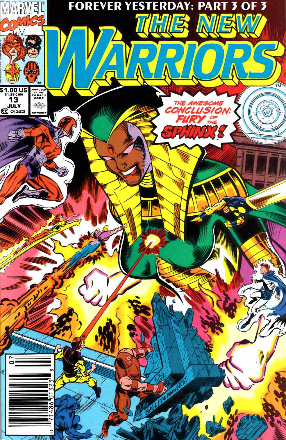 New Warriors #13 Newsstand Edition Very Fine (8.0) [Marvel Comic] LARGE