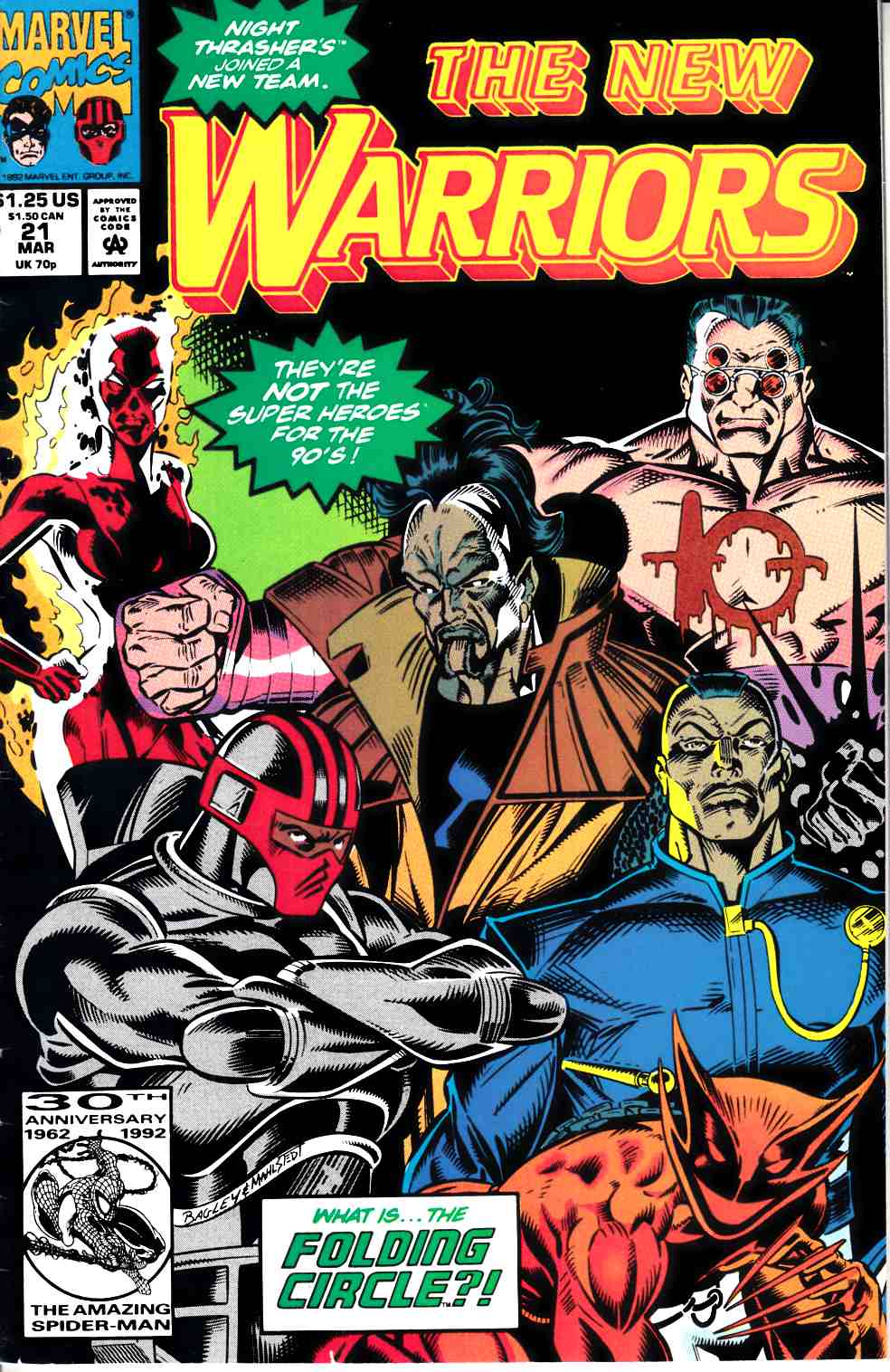 New Warriors #21 Very Fine (8.0) [Marvel Comic] THUMBNAIL
