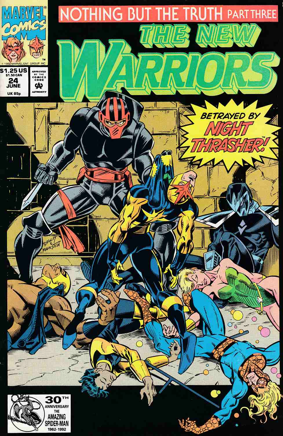 New Warriors #24 Very Fine (8.0) [Marvel Comic] LARGE