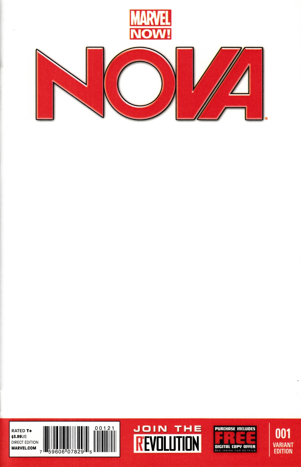 Nova #1 Blank Variant Cover Near Mint (9.4) [Marvel Comic] THUMBNAIL