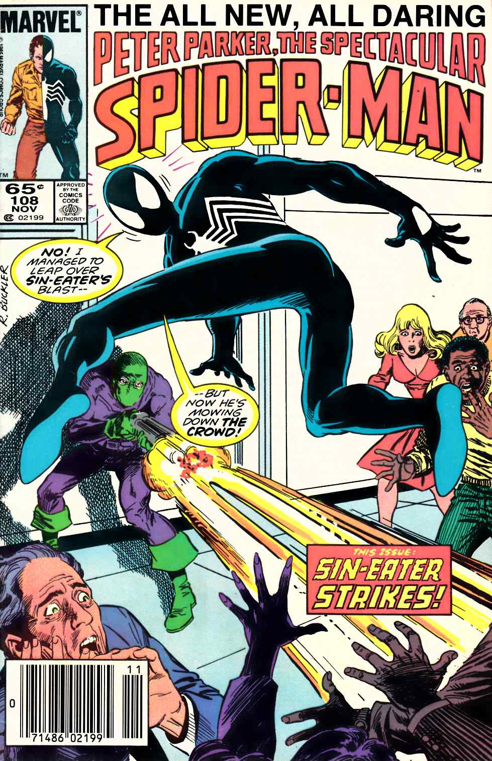 Spectacular Spider-Man #108 Newsstand Edition Very Fine (8.0) [Marvel Comic] LARGE