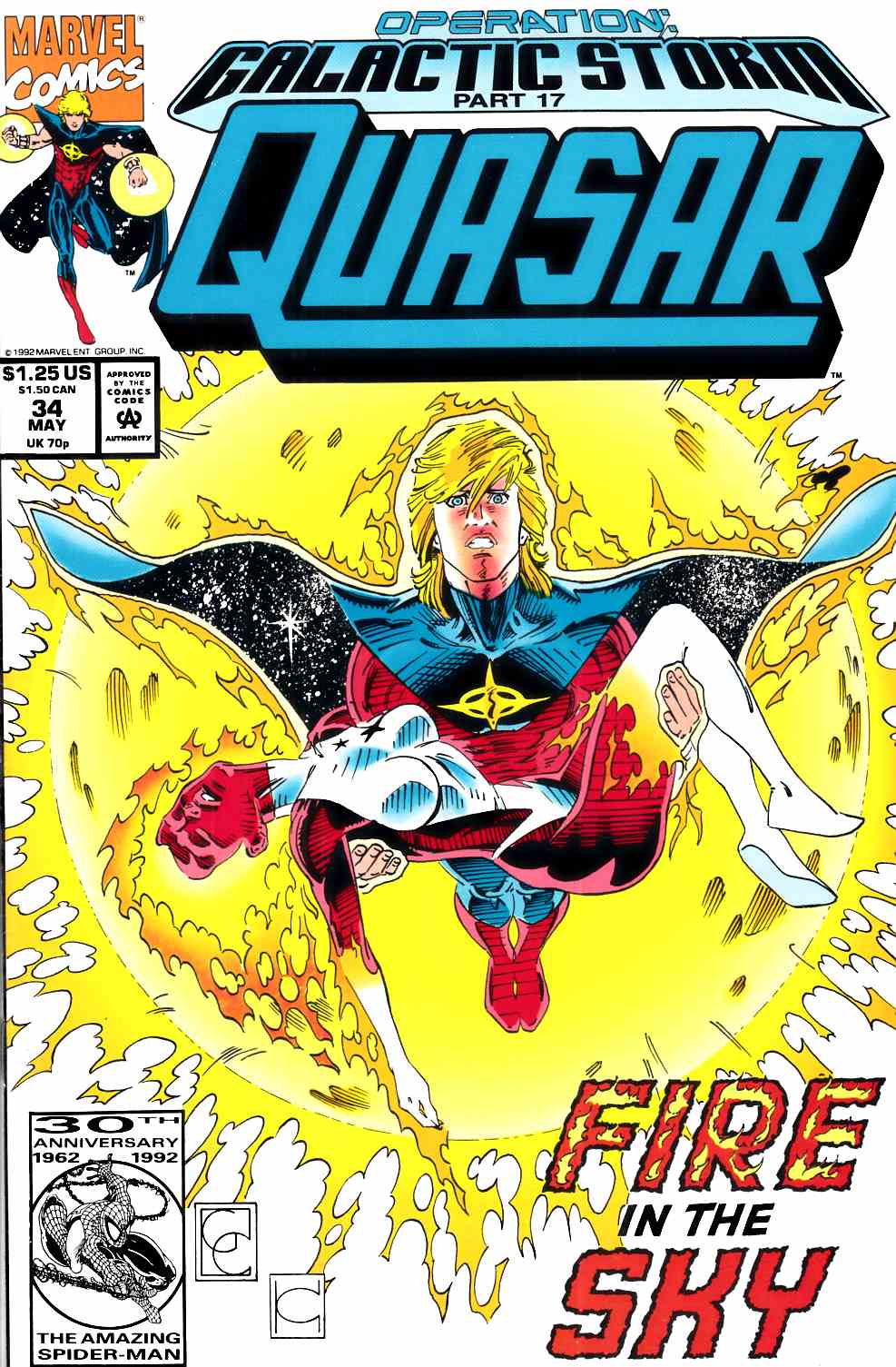 Quasar #34 Fine/Very Fine (7.0) [Marvel Comic] LARGE