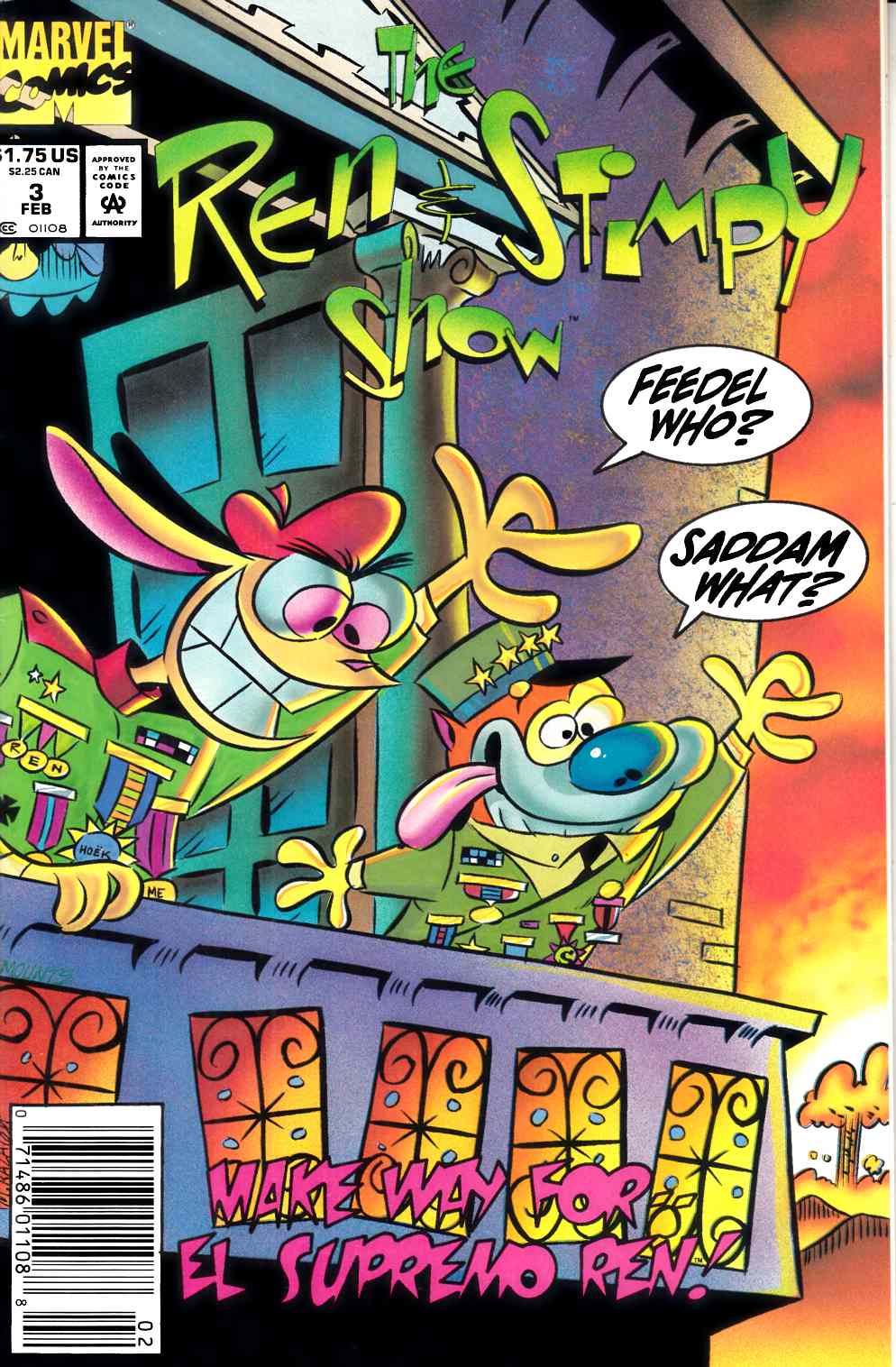 Ren and Stimpy Show #3 Newsstand Edition Very Fine (8.0) [Marvel Comic] THUMBNAIL
