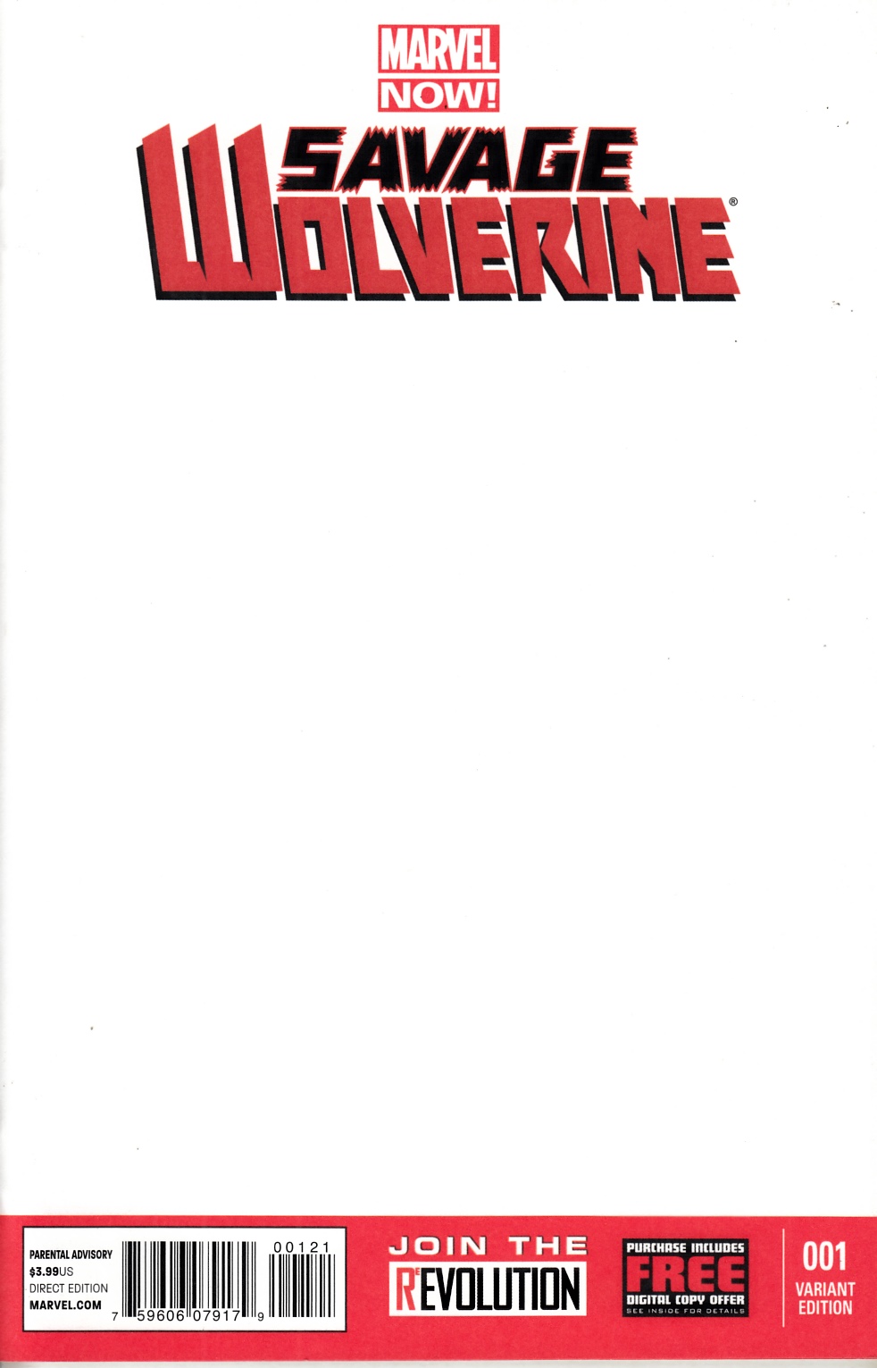Savage Wolverine #1 Blank Cover Variant  Near Mint (9.4) [Marvel Comic] THUMBNAIL