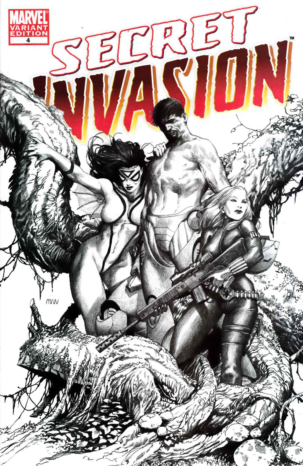 Secret Invasion #4 McNiven Sketch Variant Cover Near Mint (9.4) [Marvel Comic] LARGE